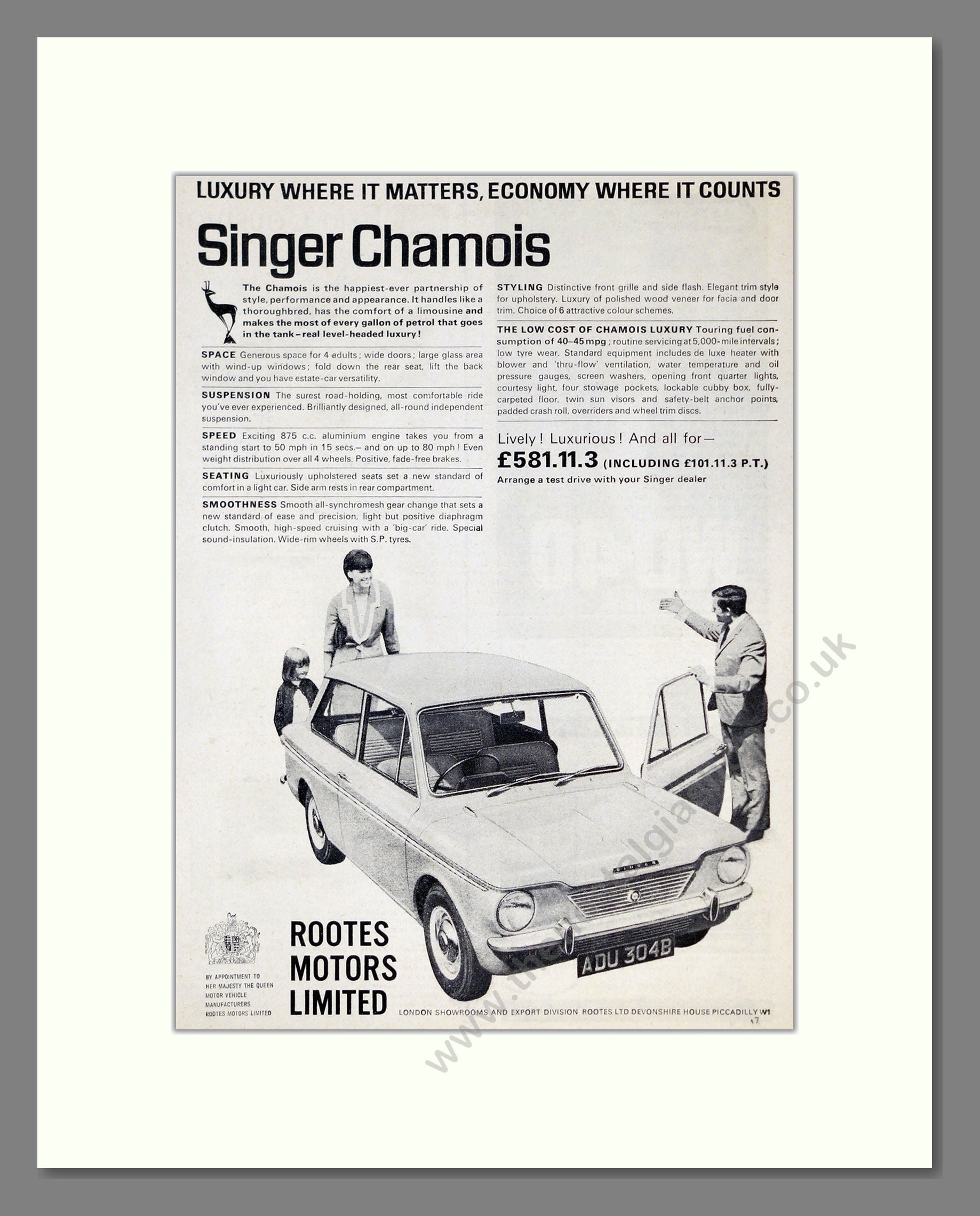 Singer - Chamois. Vintage Advert 1965 (ref AD61986)