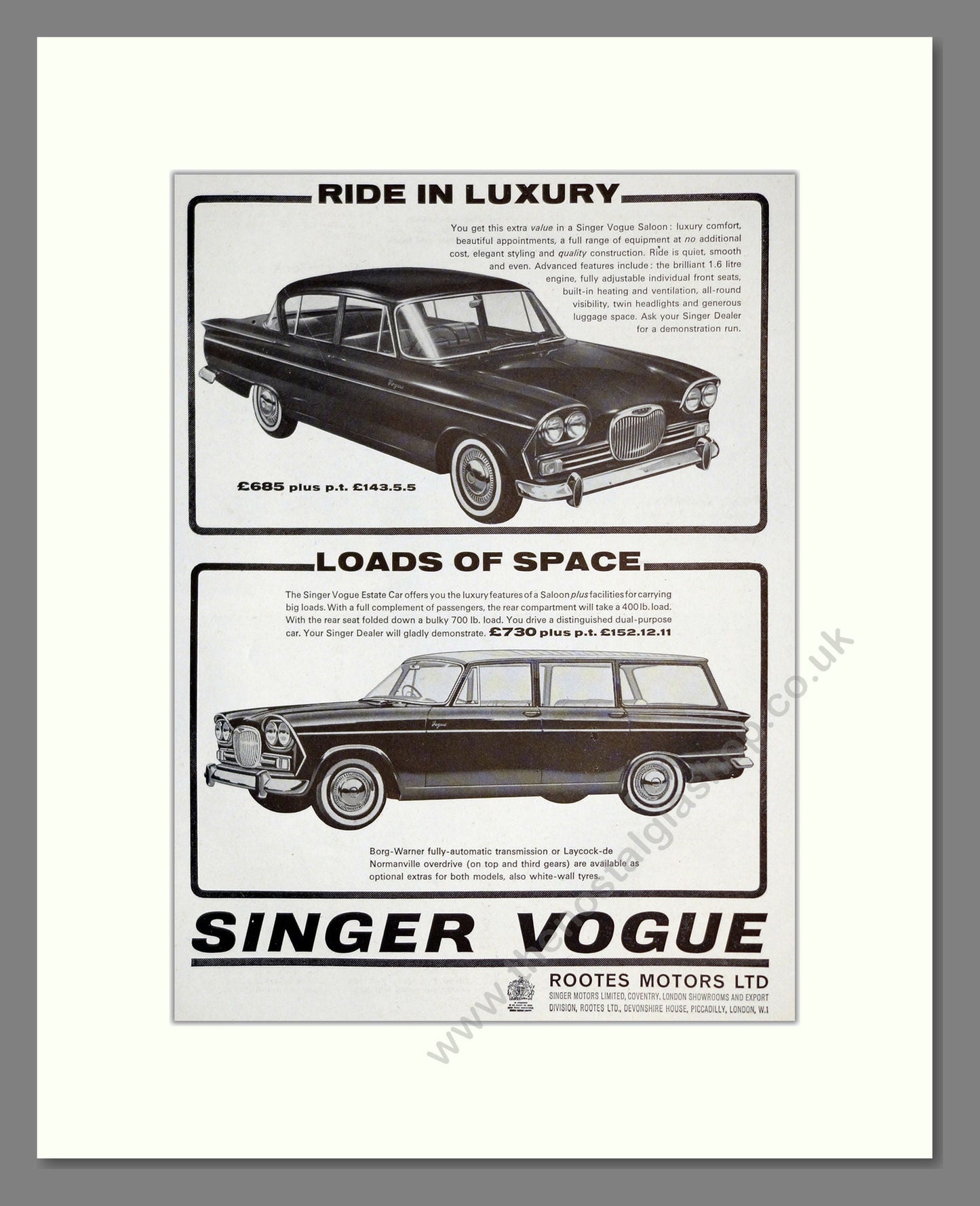 Singer - Vogue. Vintage Advert 1964 (ref AD61990)