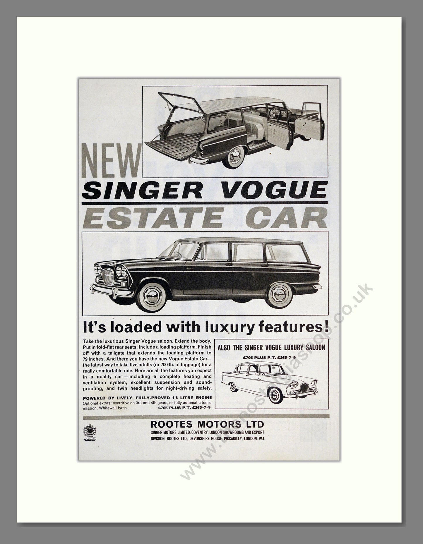 Singer - Vogue. Vintage Advert 1962 (ref AD61996)