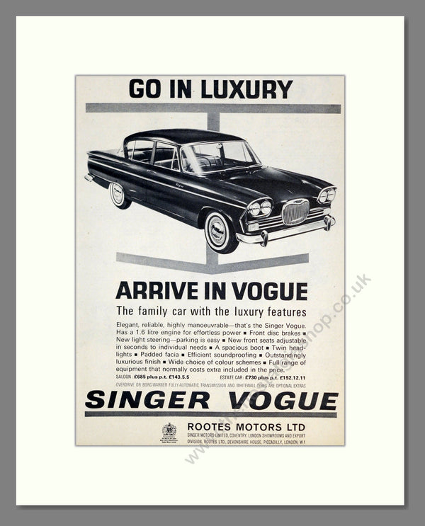 Singer - Vogue. Vintage Advert 1964 (ref AD61997) – The Nostalgia Shop
