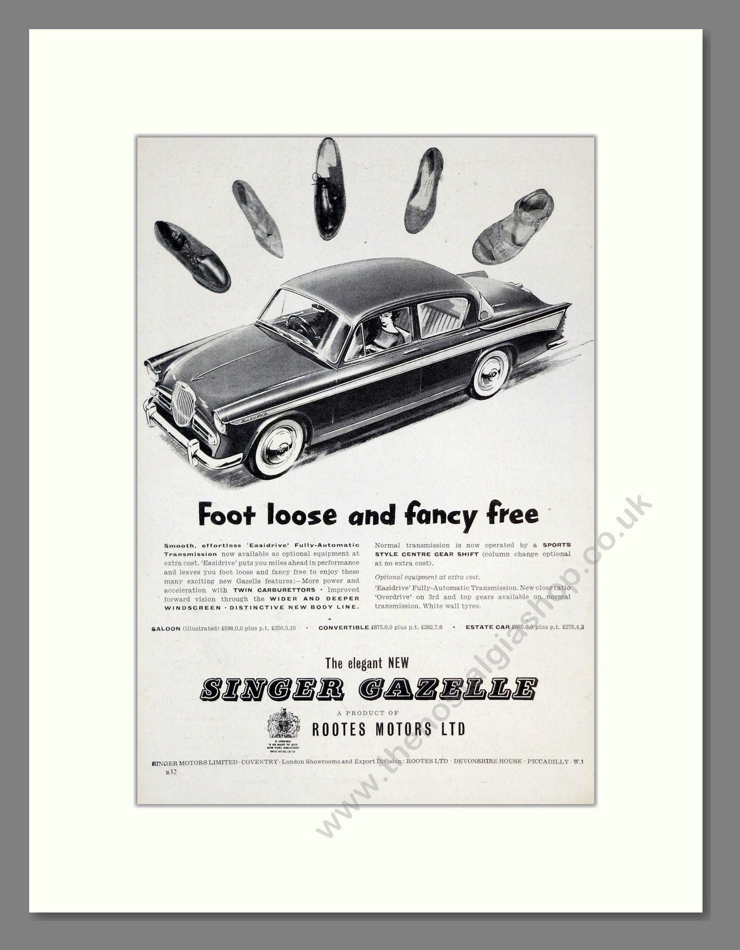 Singer - Gazelle. Vintage Advert 1959 (ref AD61998)
