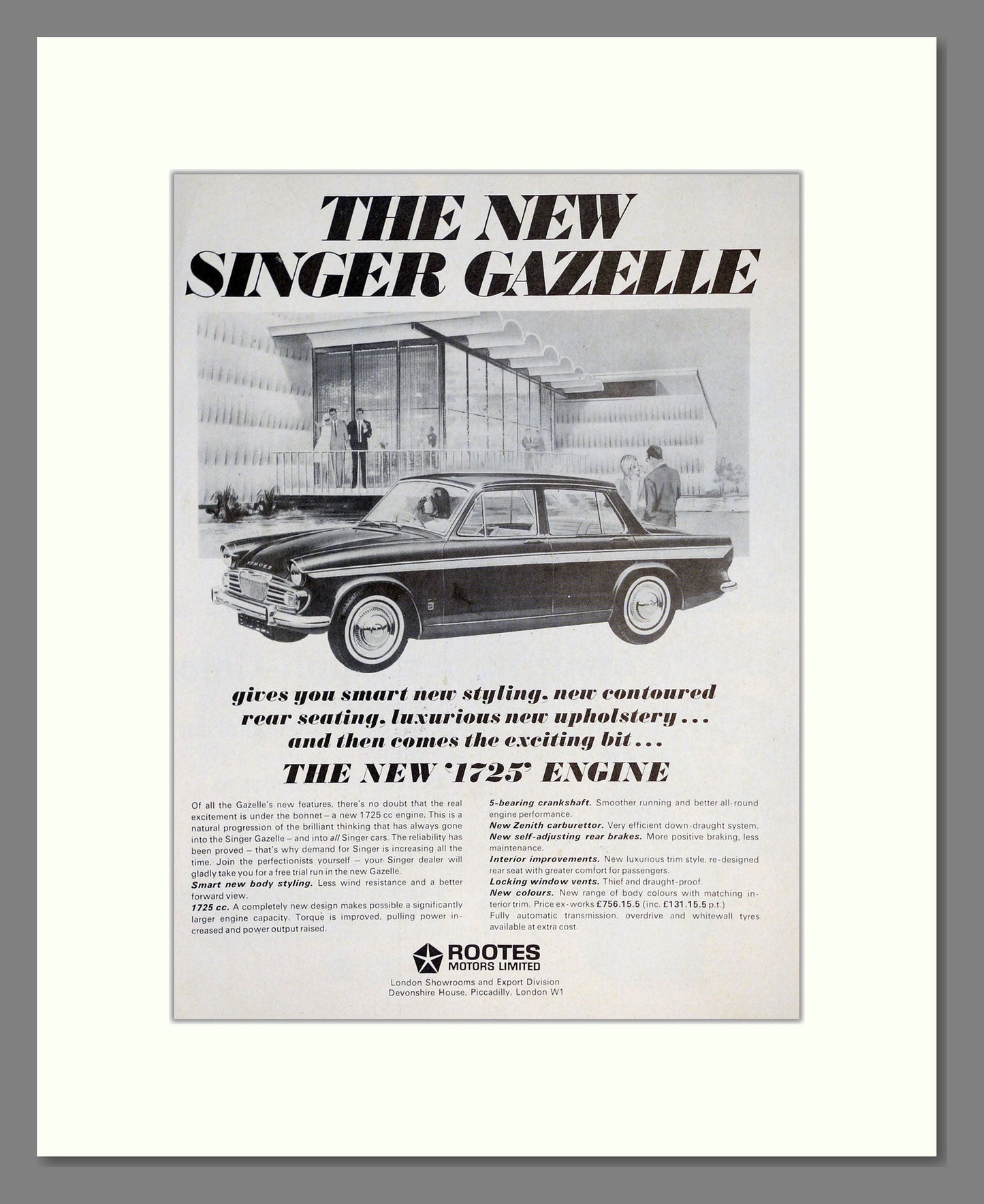 Singer - Gazelle. Vintage Advert 1965 (ref AD61999)