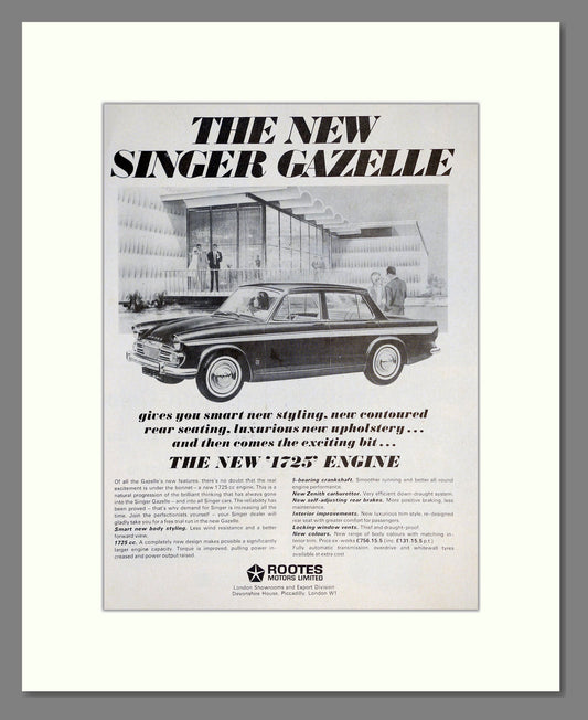 Singer - Gazelle. Vintage Advert 1965 (ref AD61999)