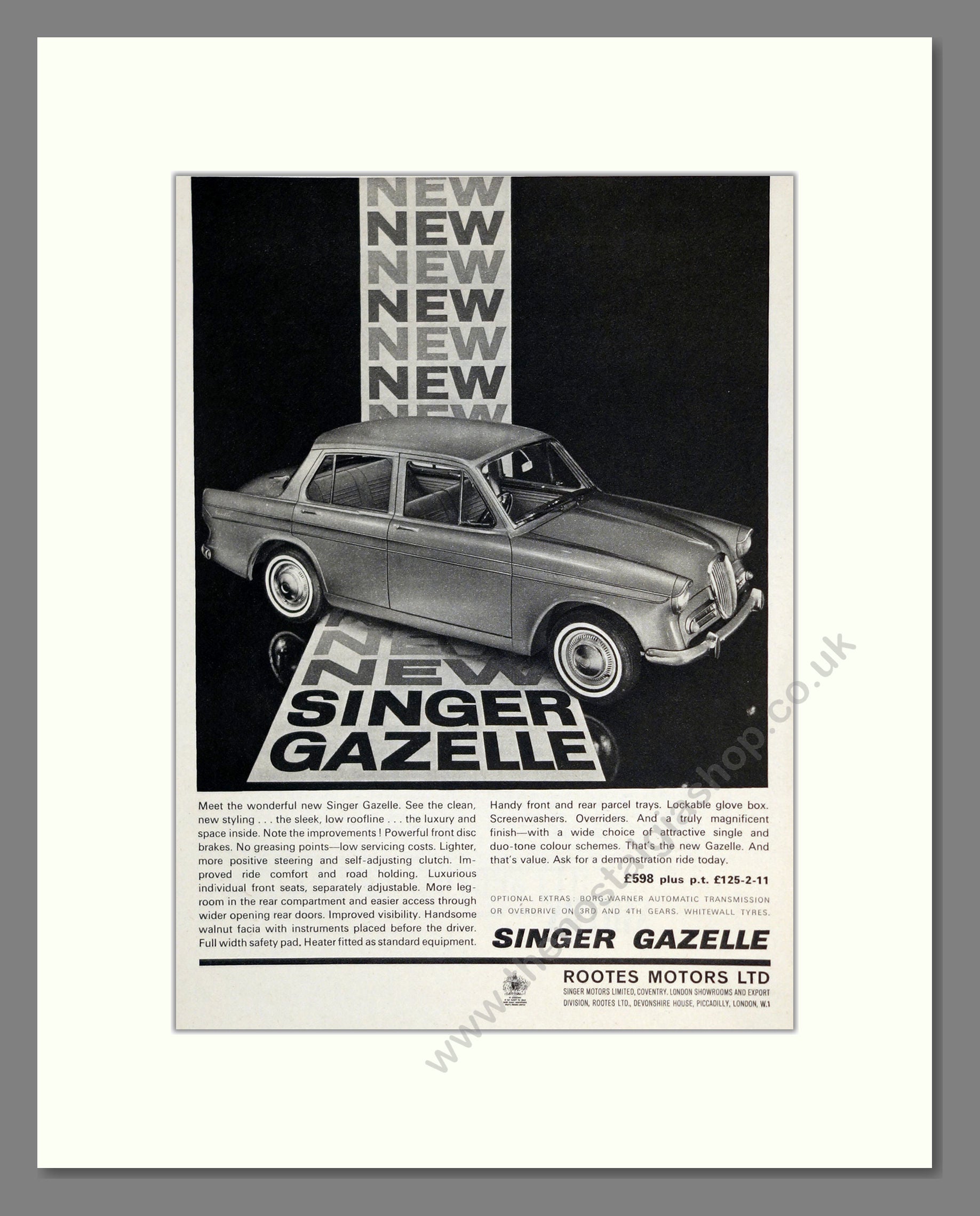 Singer - Gazelle. Vintage Advert 1963 (ref AD62002)