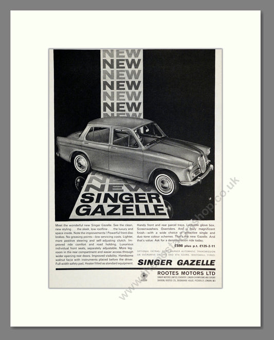 Singer - Gazelle. Vintage Advert 1963 (ref AD62002)