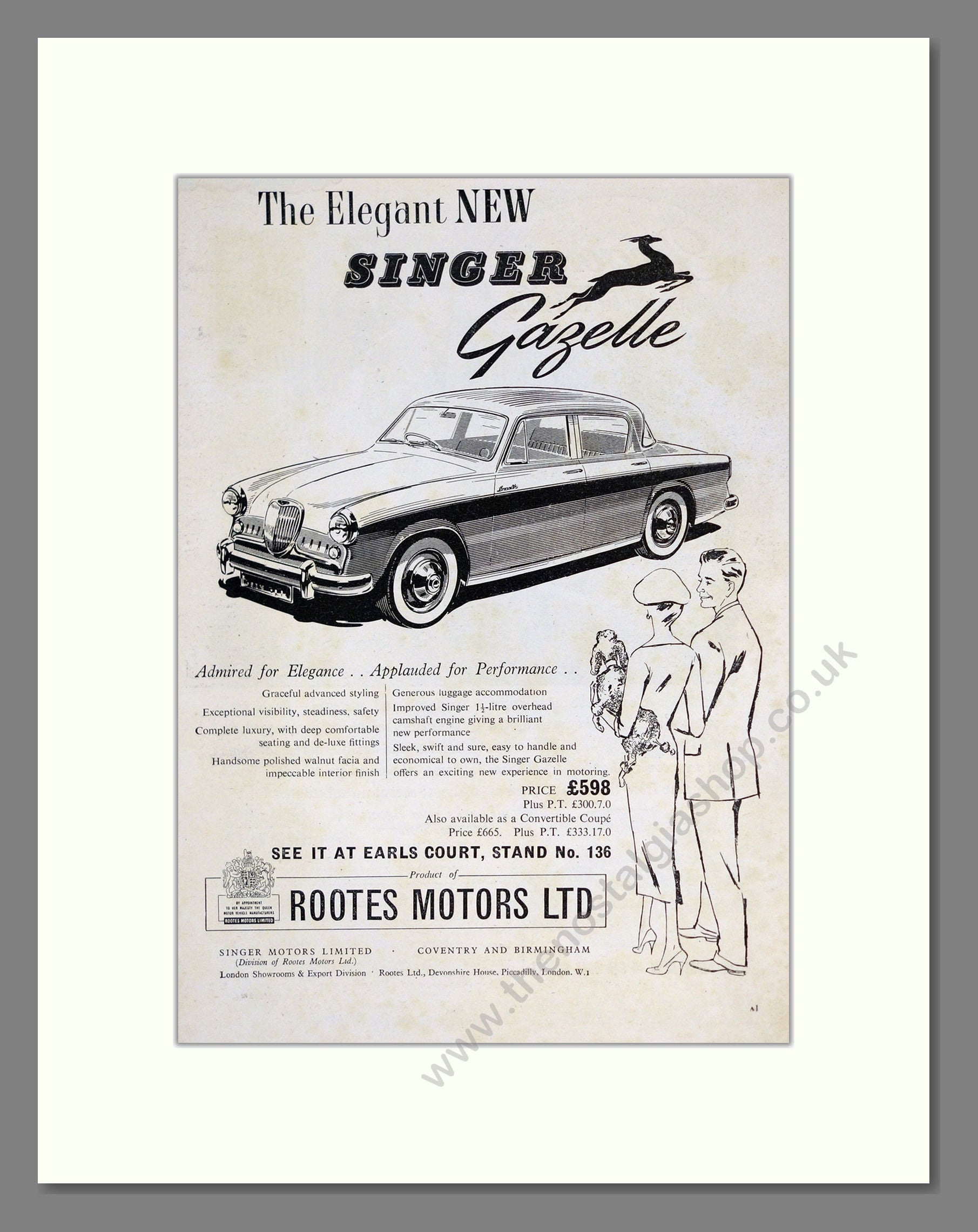 Singer - Gazelle. Vintage Advert 1956 (ref AD62003)