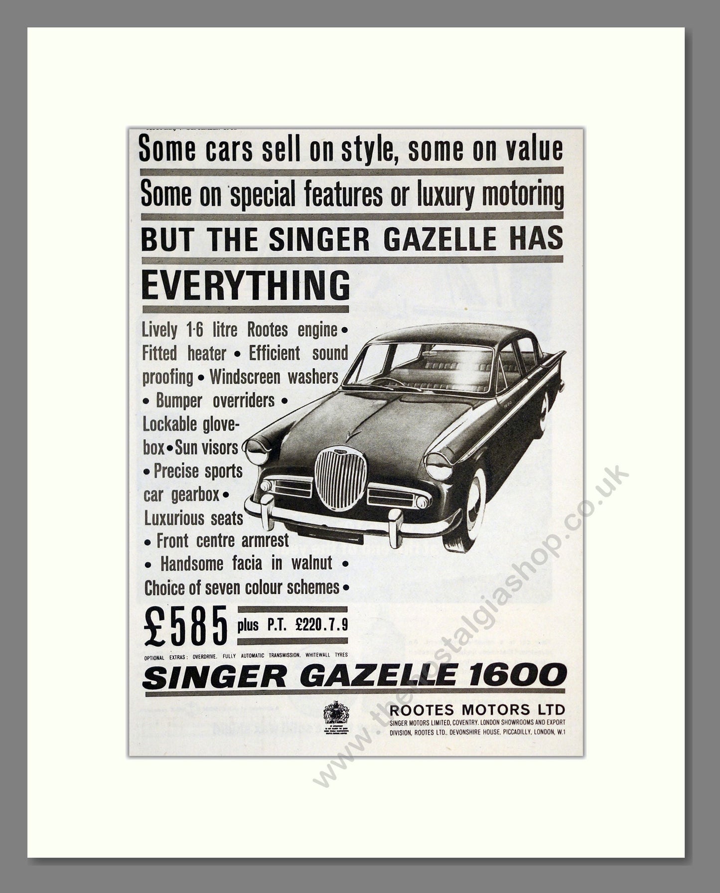 Singer - Gazelle. Vintage Advert 1962 (ref AD62005)