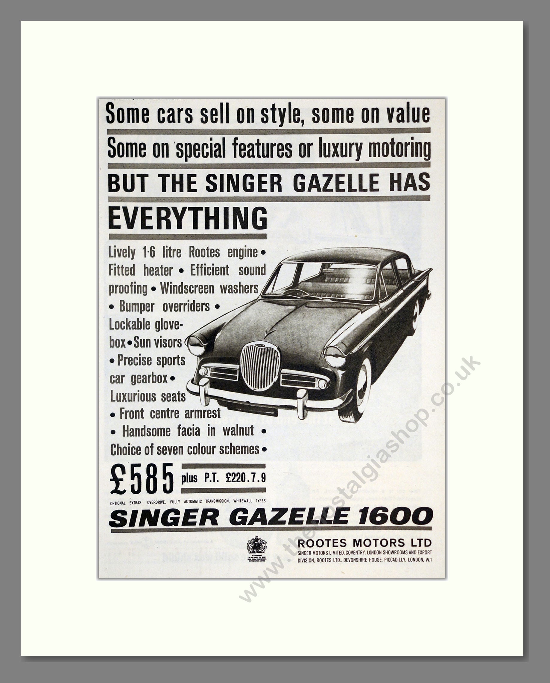 Singer - Gazelle. Vintage Advert 1962 (ref AD62005)