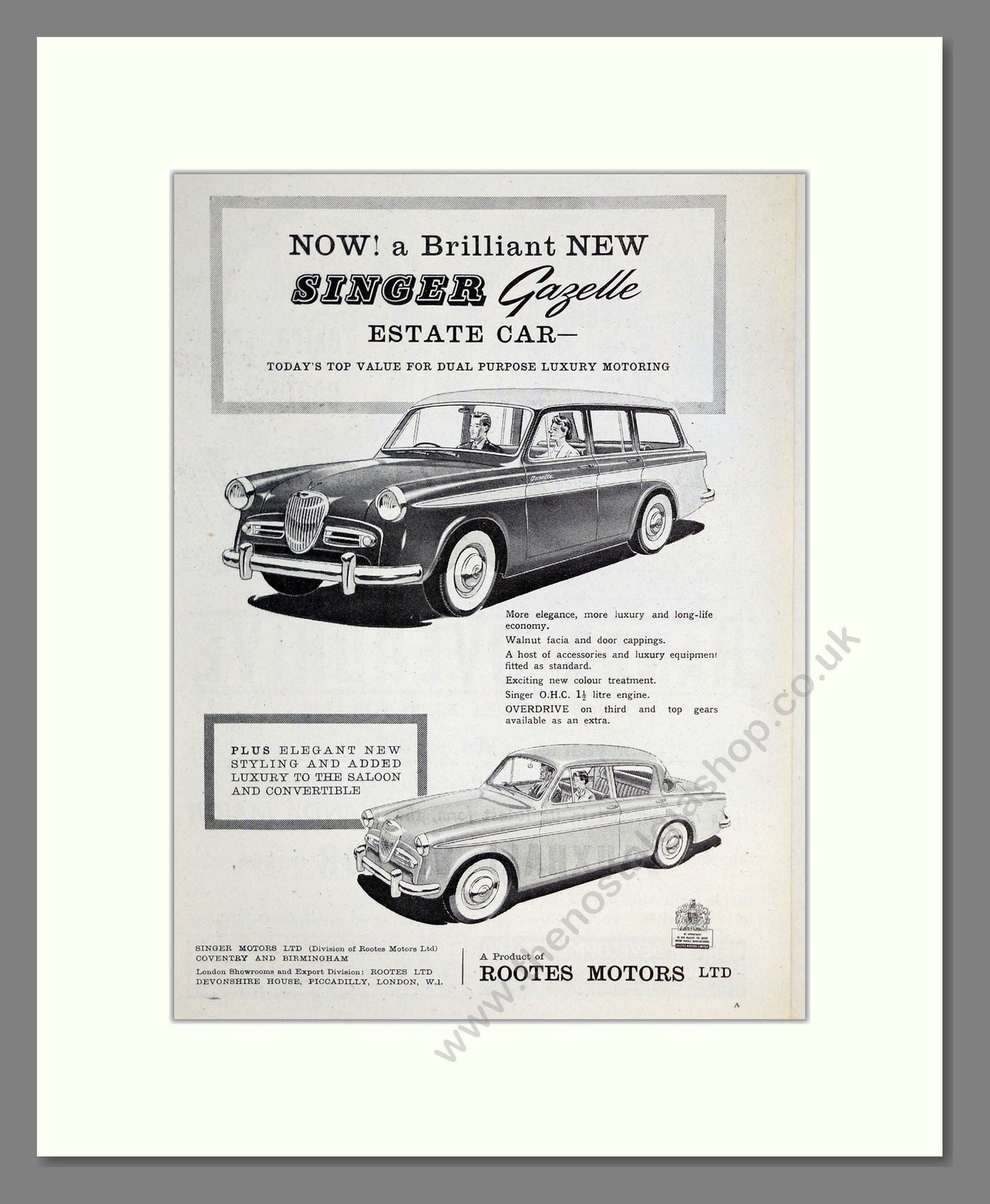 Singer - Gazelle. Vintage Advert 1957 (ref AD62008)