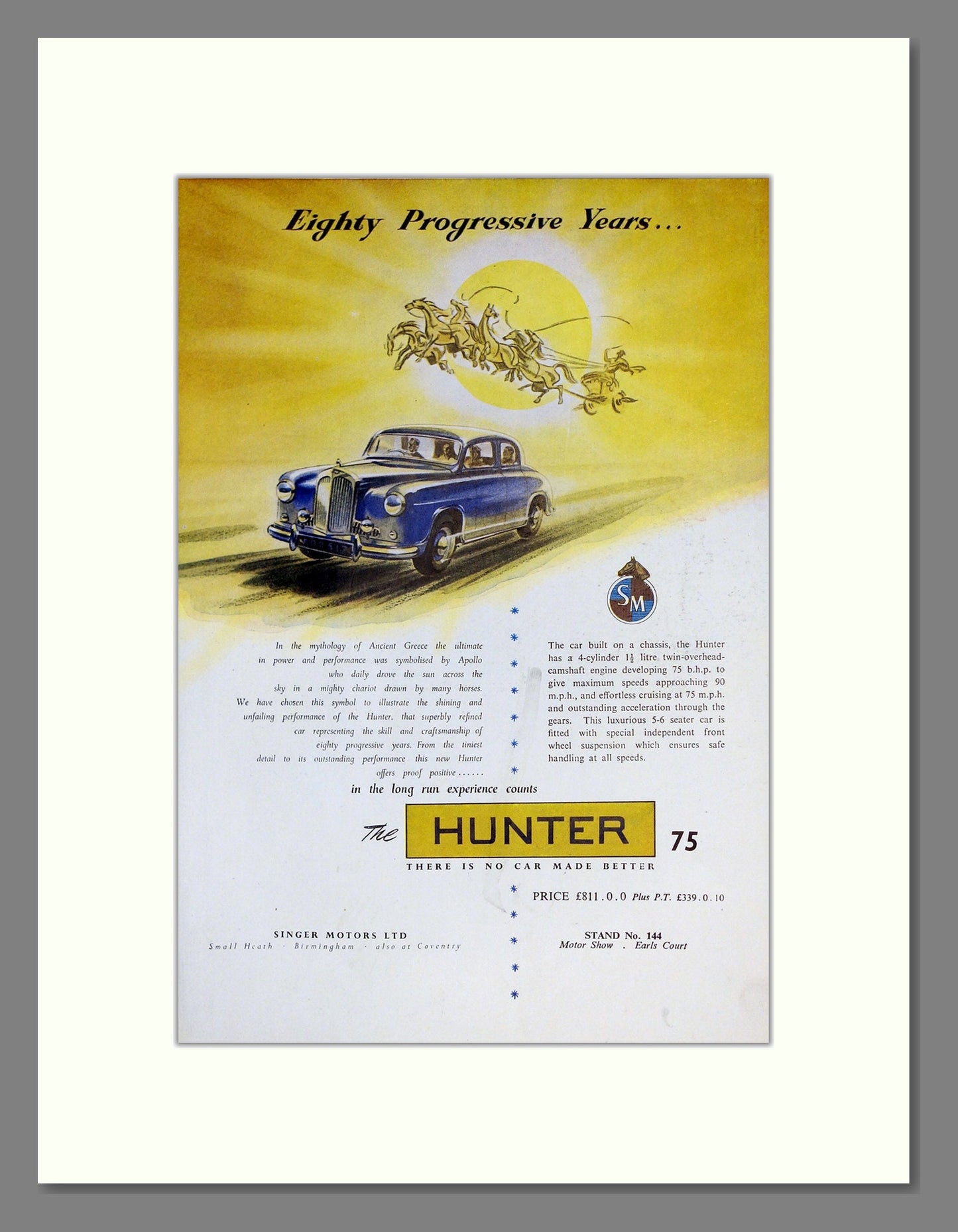 Singer - Hunter. Vintage Advert 1955 (ref AD62010)