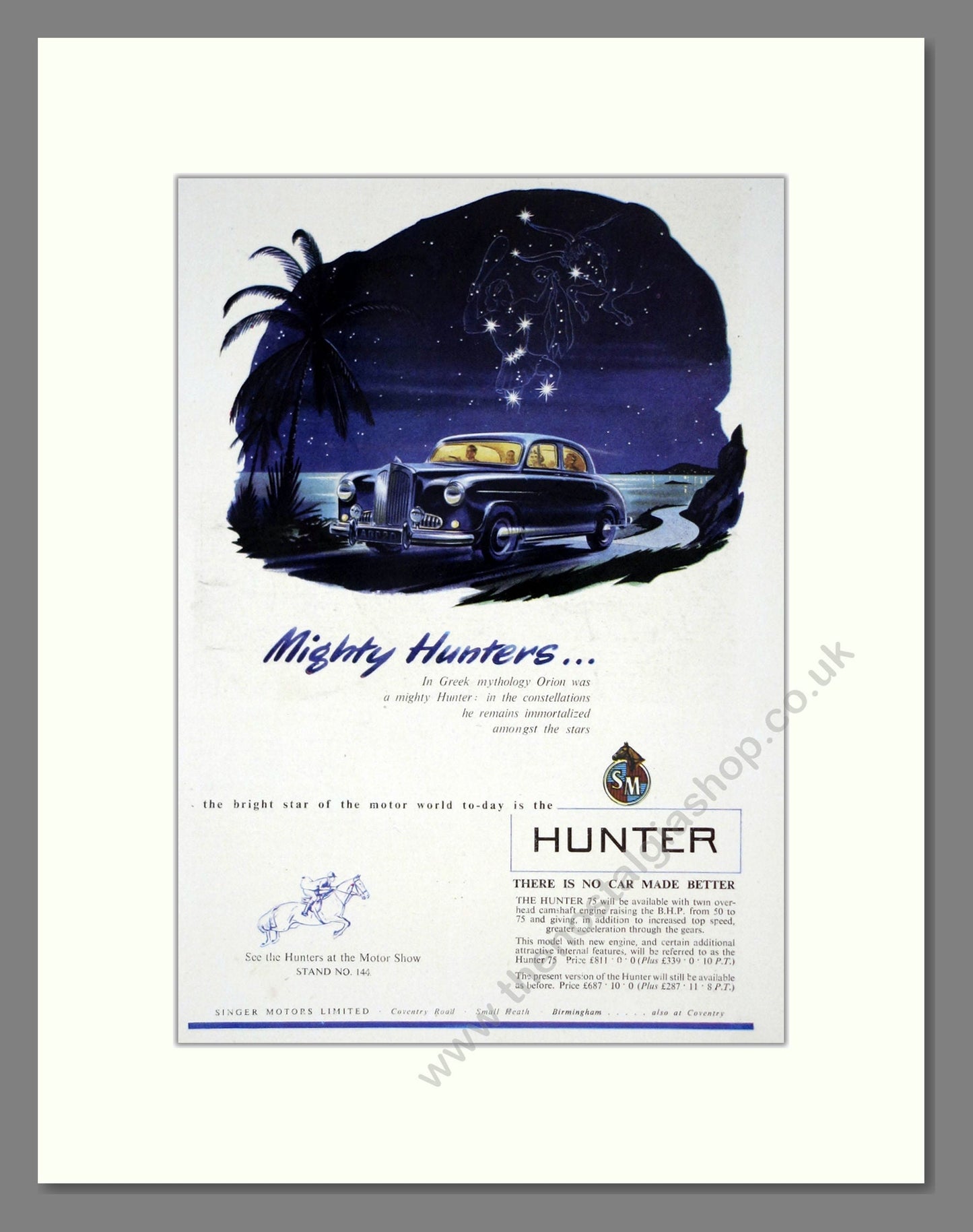 Singer - Hunter. Vintage Advert 1955 (ref AD62013)