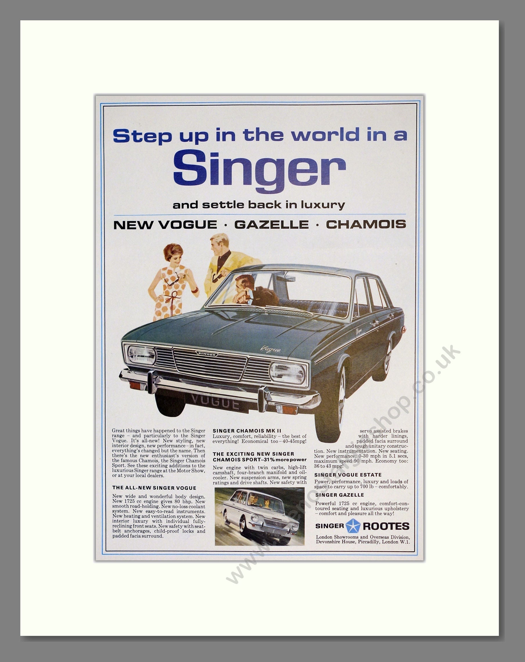 Singer - Vogue / Gazelle / Chamois. Vintage Advert 1966 (ref AD62015)