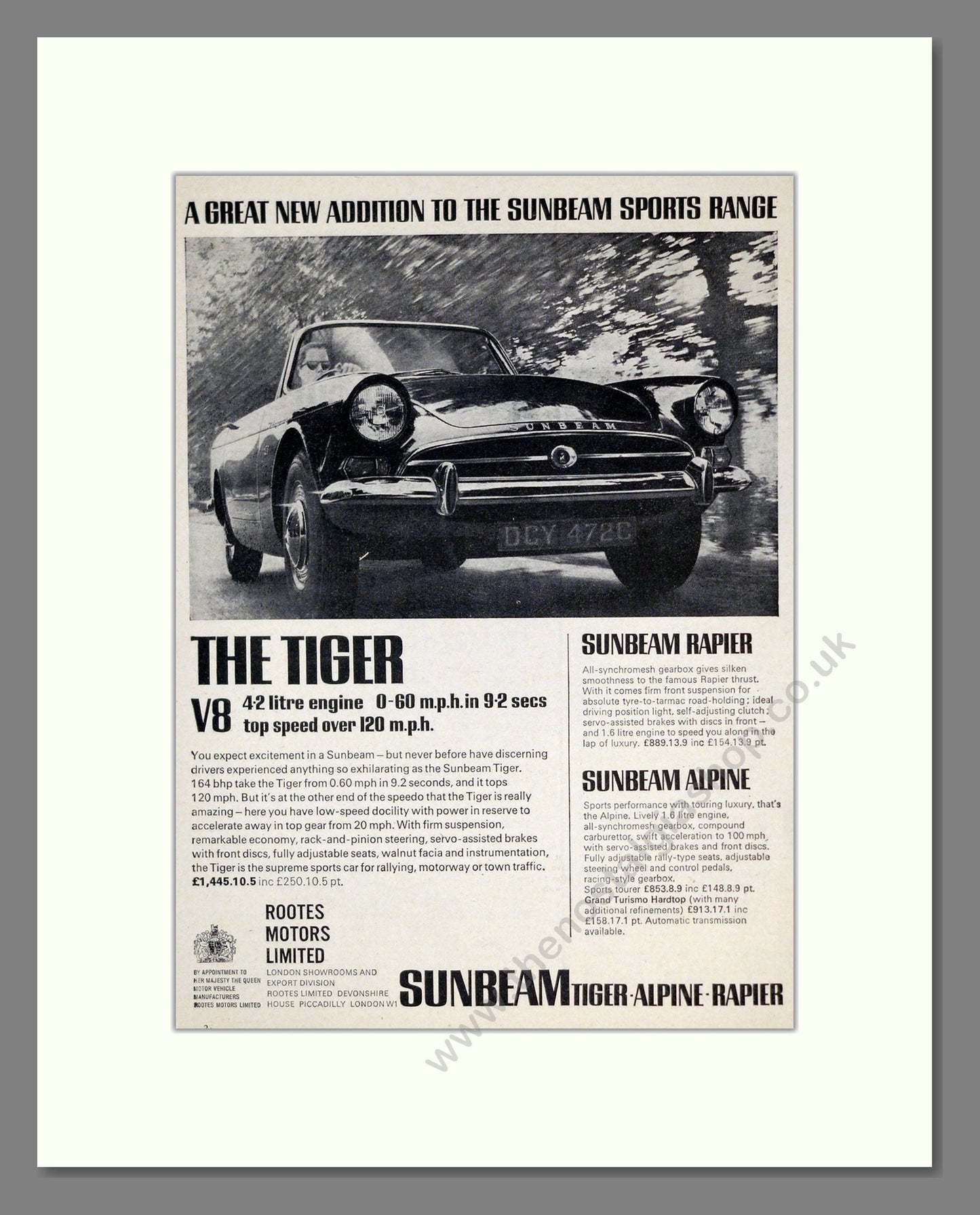 Singer - Tiger. Vintage Advert 1965 (ref AD62016)