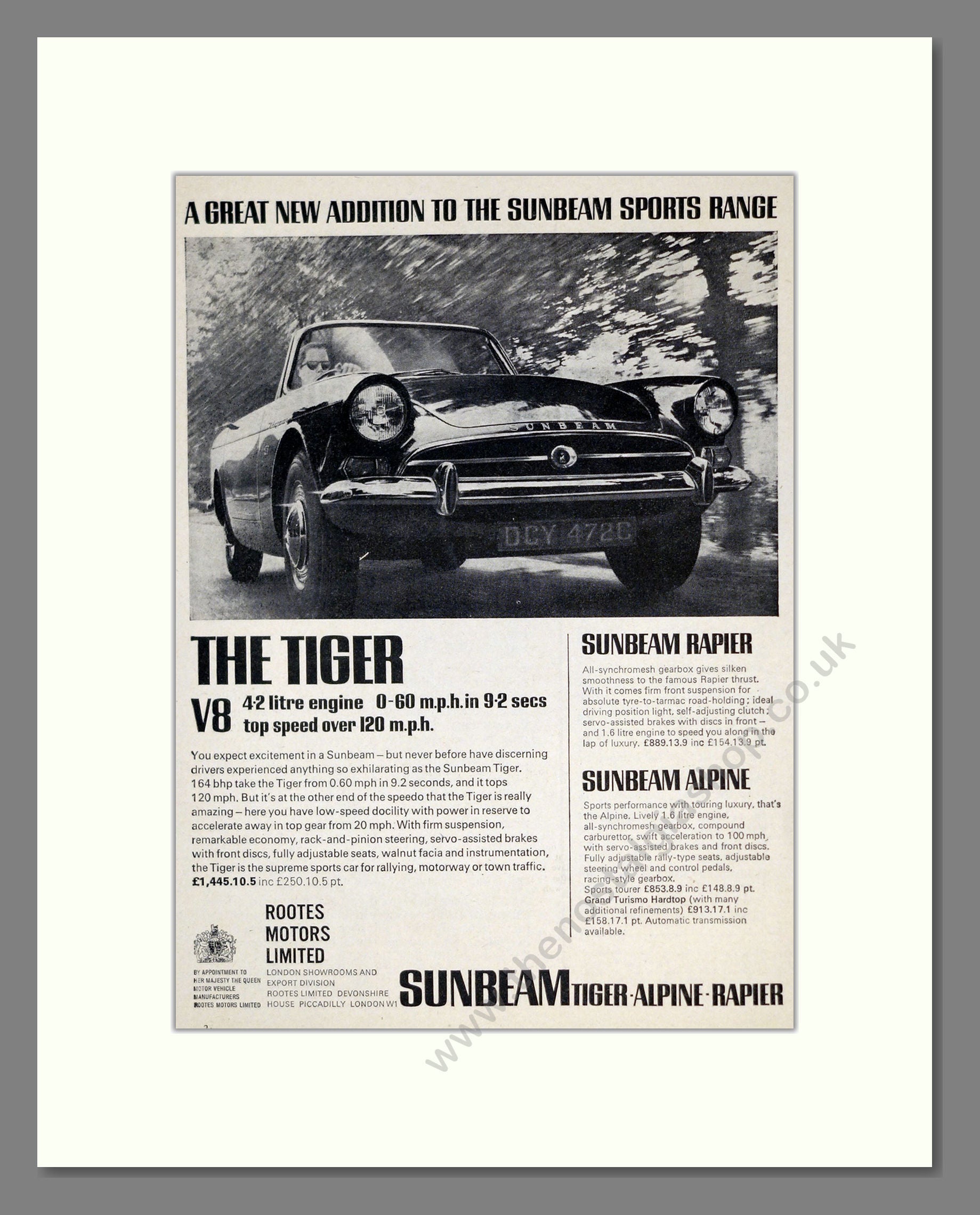 Singer - Tiger. Vintage Advert 1965 (ref AD62016)