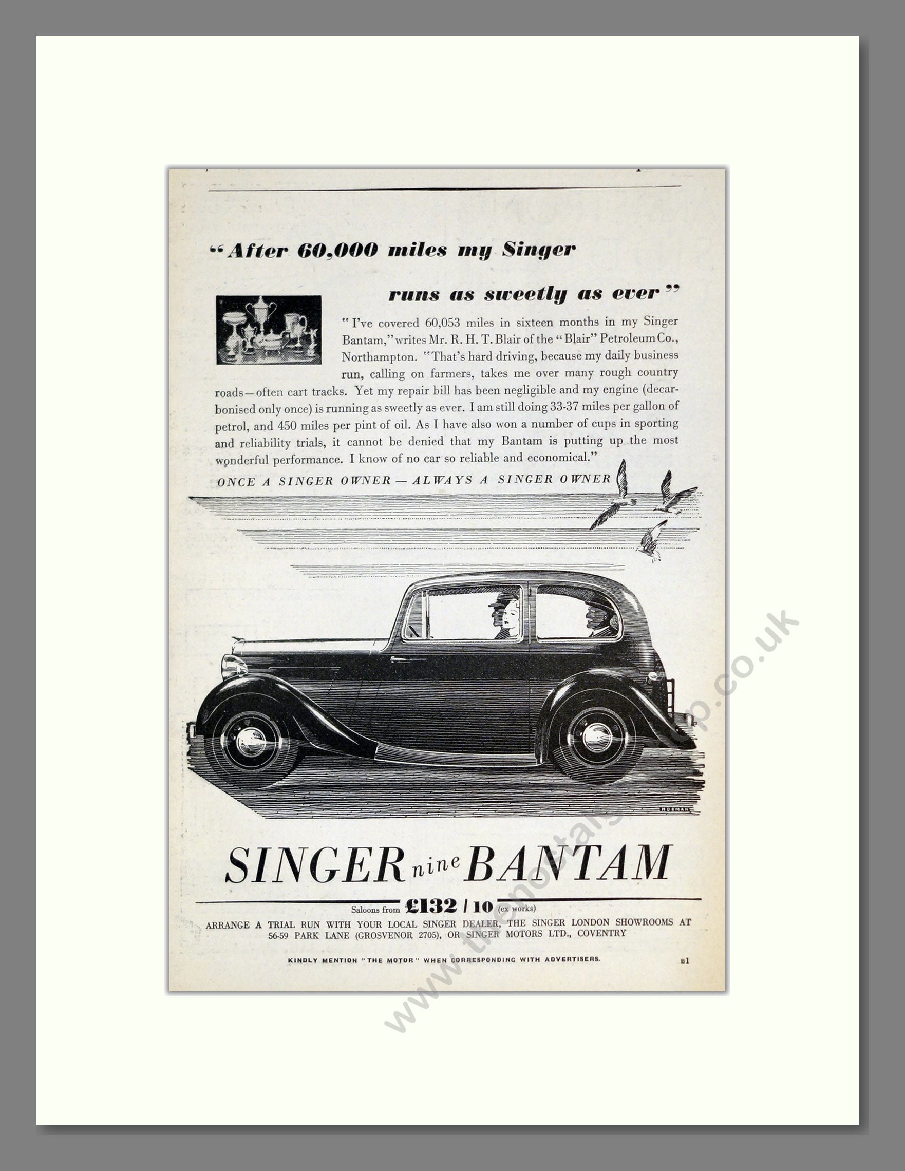 Singer - Bantam. Vintage Advert 1937 (ref AD62018)