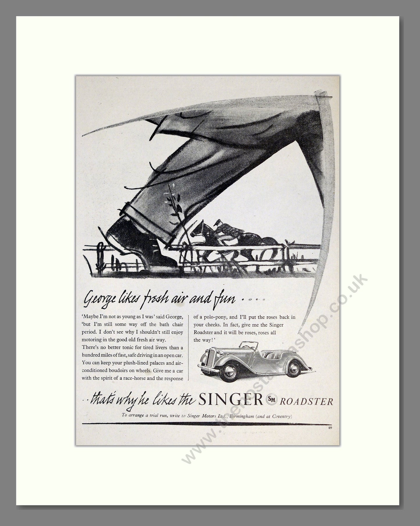 Singer - Roadster. Vintage Advert 1953 (ref AD62020)