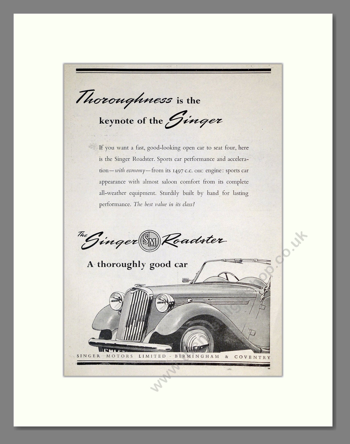 Singer - Roadster. Vintage Advert 1953 (ref AD62022)