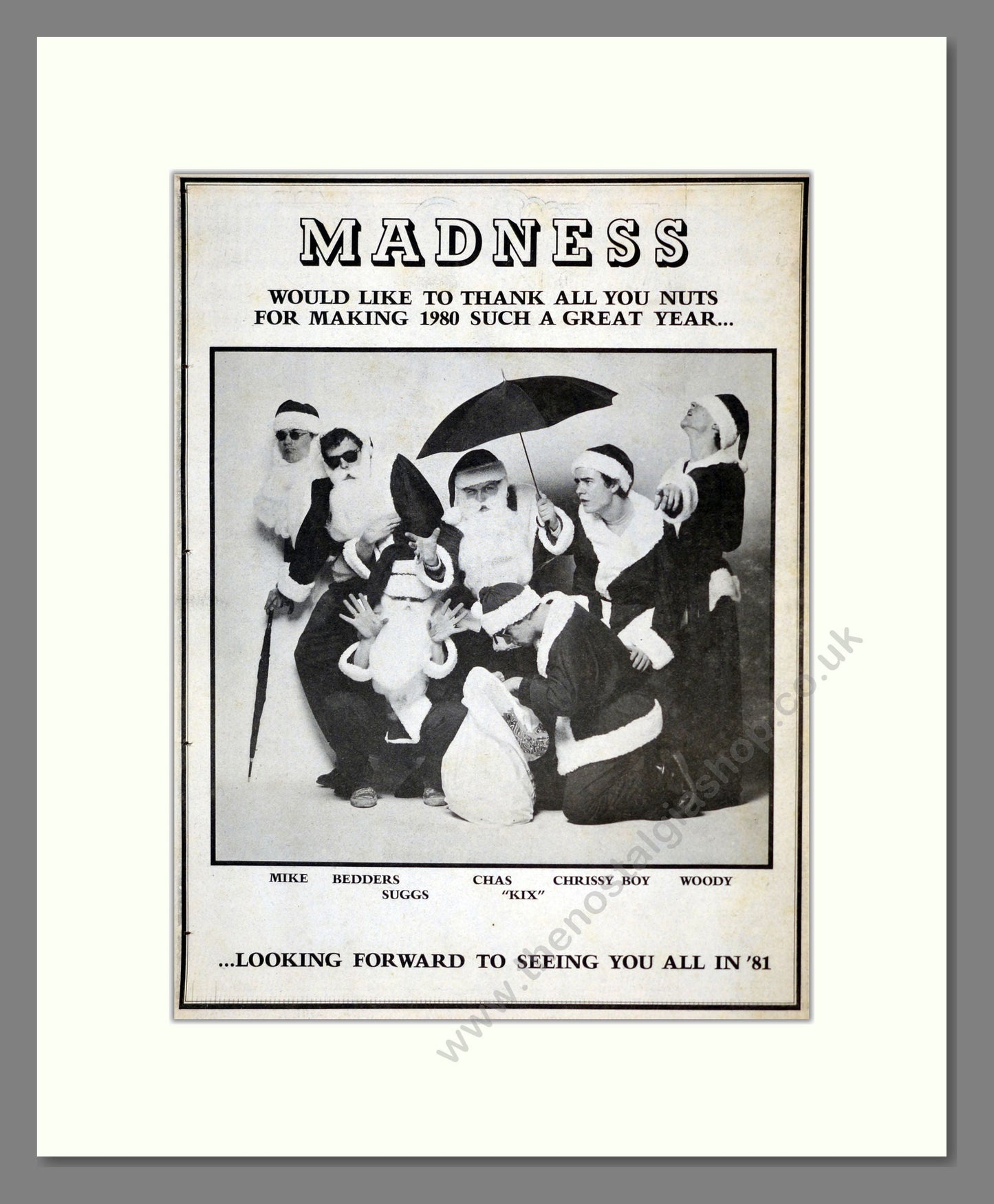 Madness - Thankyou 1980. Vintage Advert 1980 (ref AD17908)