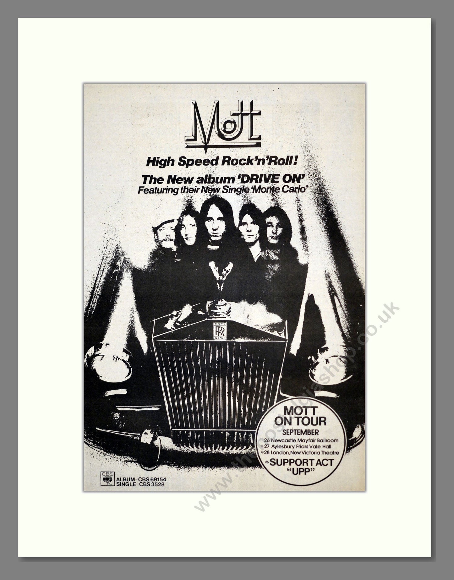 Mott The Hoople - Drive On. Vintage Advert 1975 (ref AD17912)