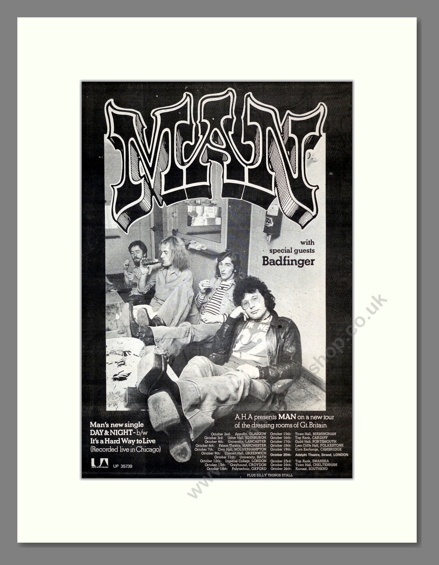 Man - UK Tour. Vintage Advert 1974 (ref AD17924)
