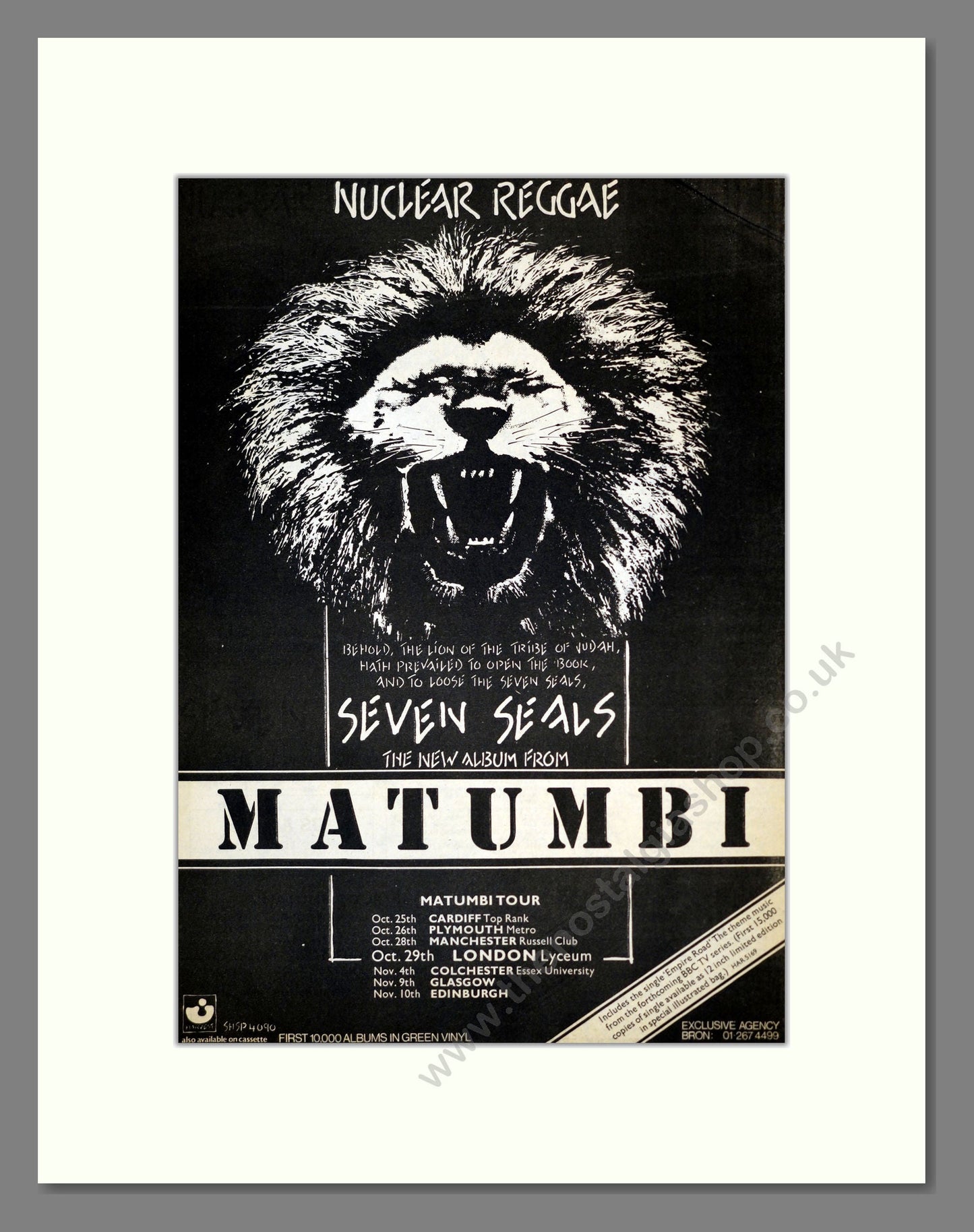 Matumbi - Seven Seals. Vintage Advert 1978 (ref AD17949)