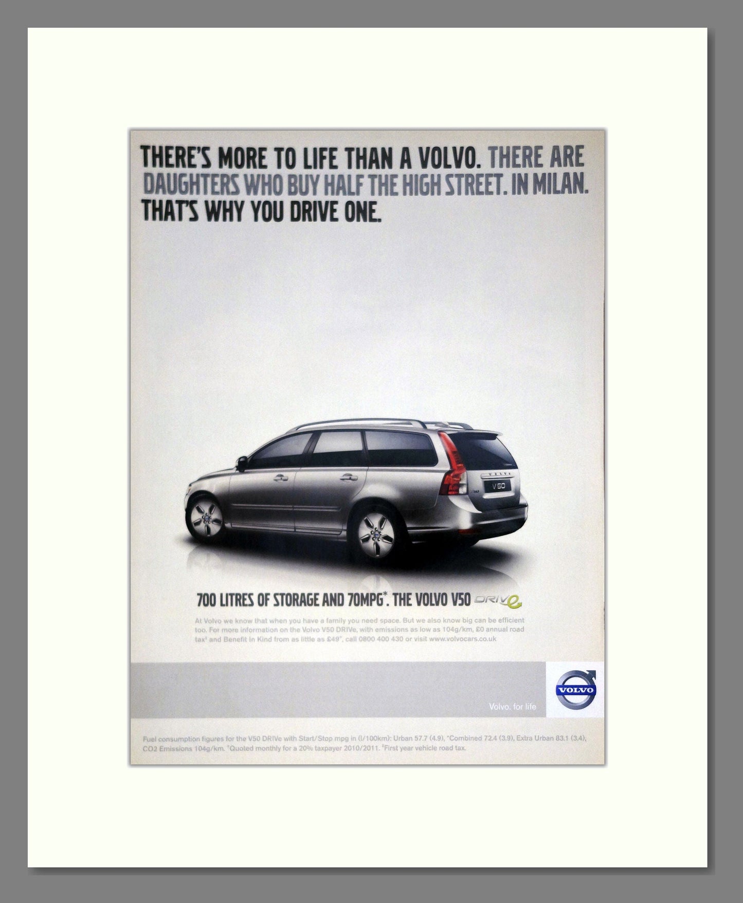 Volvo - V50. Vintage Advert 2010 (ref AD62035)