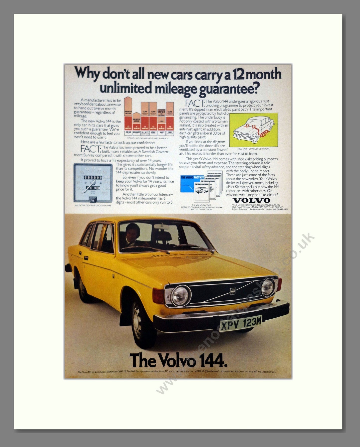 Volvo - 144. Vintage Advert 1974 (ref AD62055)