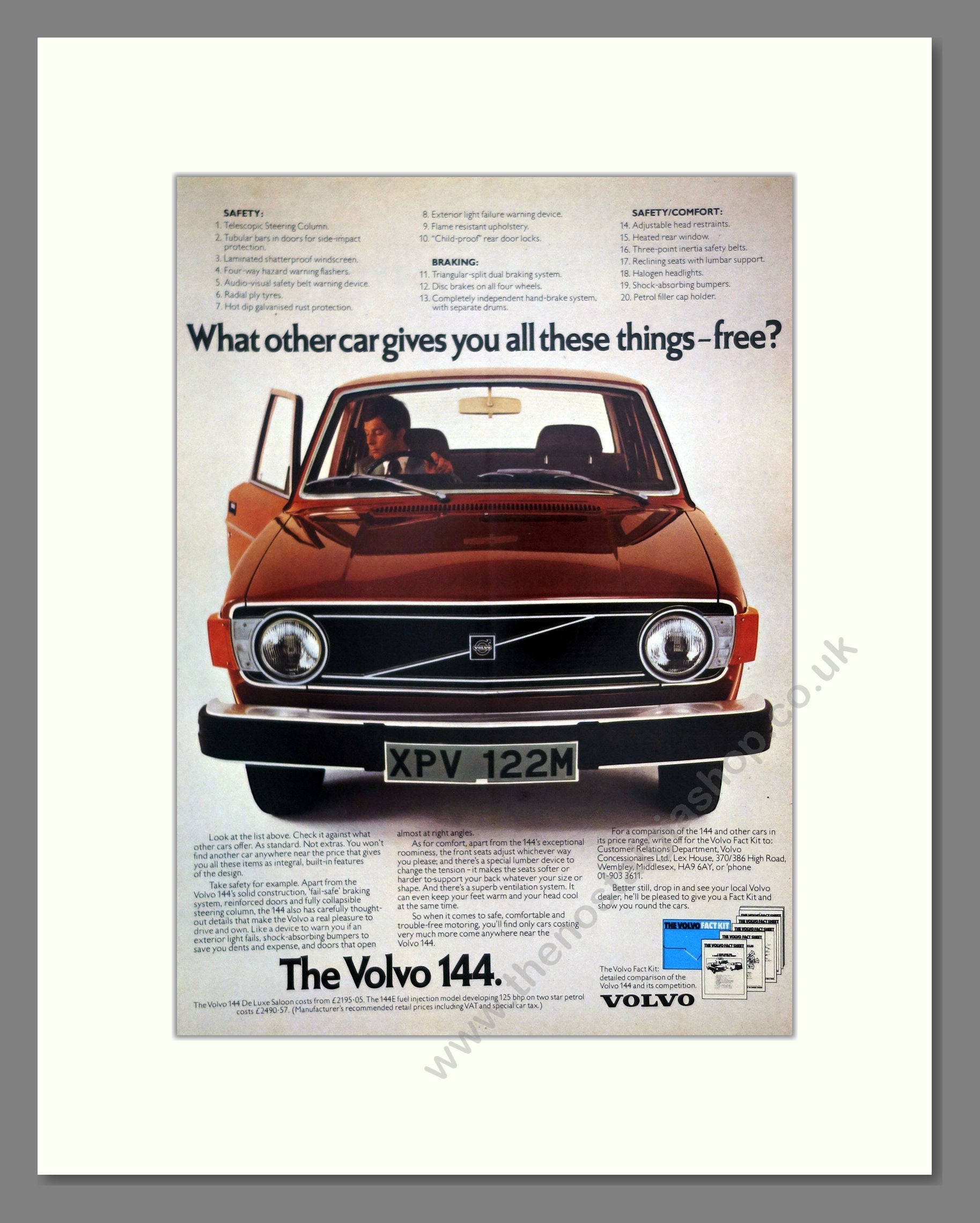 Volvo - 144. Vintage Advert 1974 (ref AD62056)