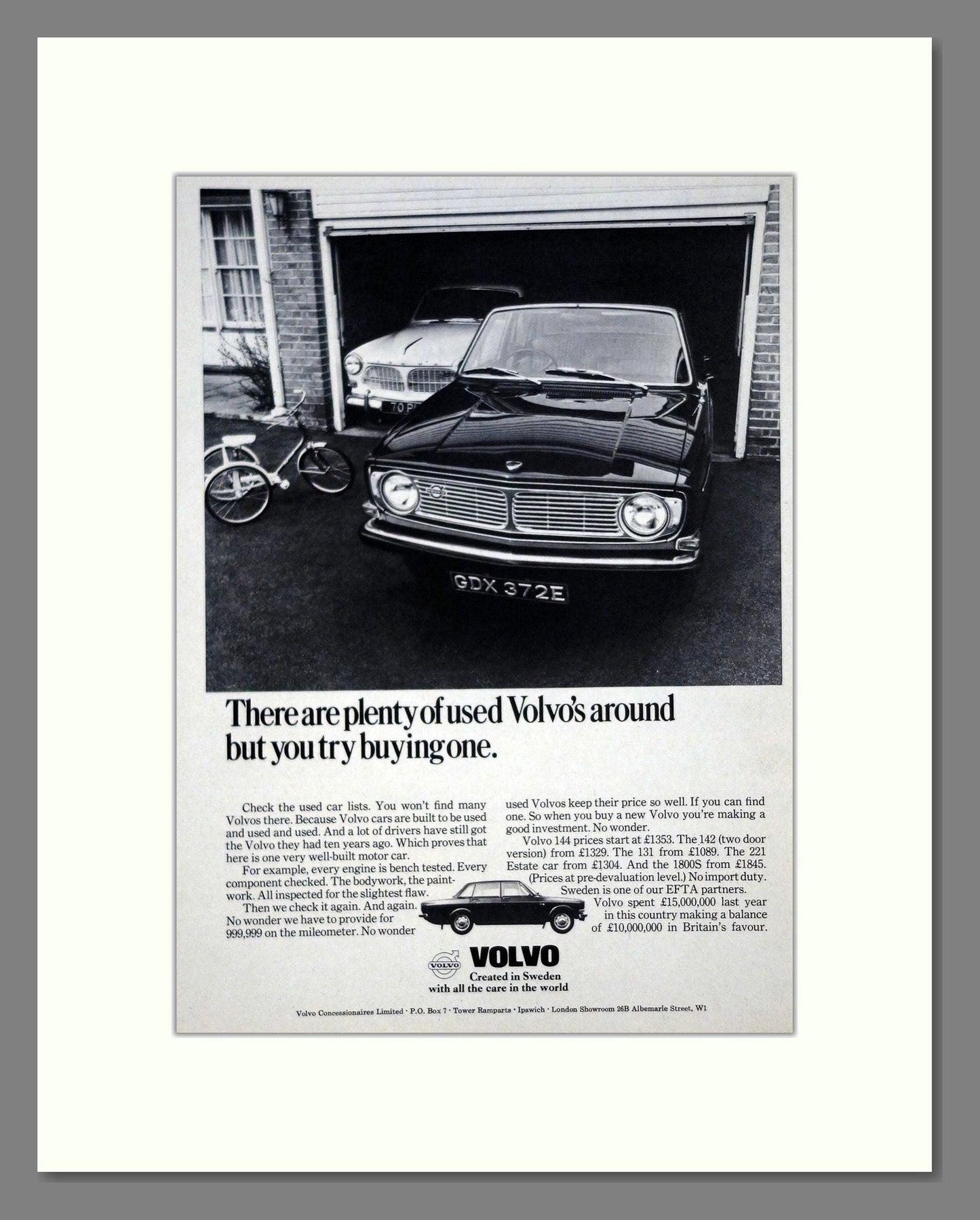 Volvo - 144. Vintage Advert 1968 (ref AD62064)