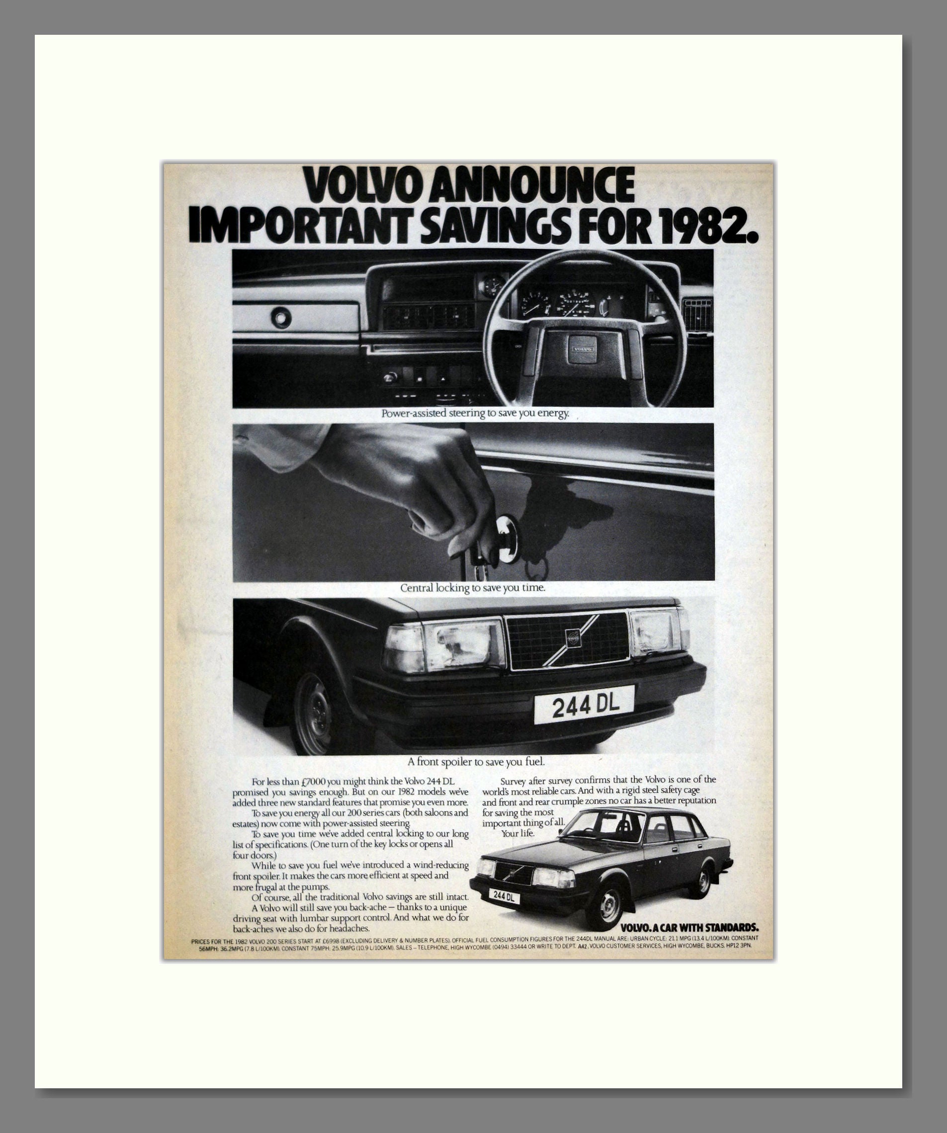 Volvo - 244. Vintage Advert 1981 (ref AD62069)