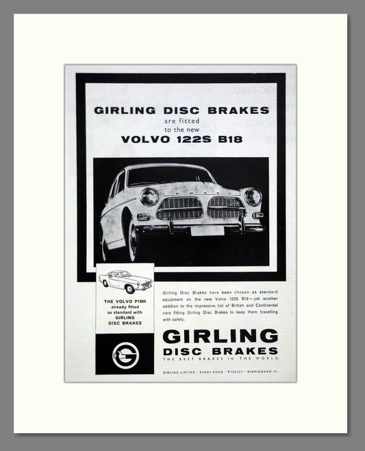 Volvo - 122S Girling Brakes. Vintage Advert 1962 (ref AD62077)