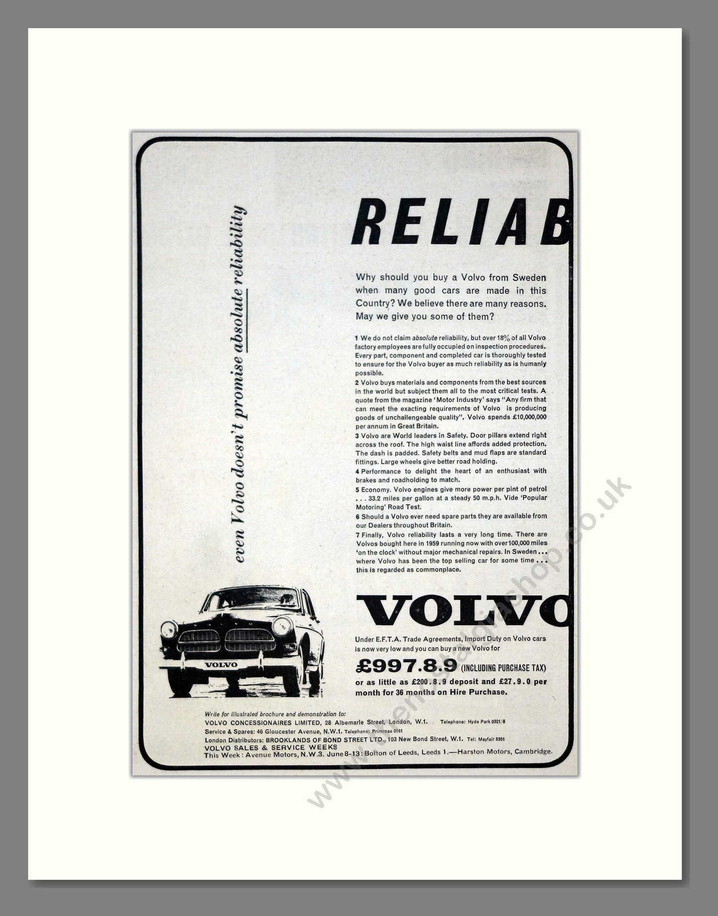 Volvo - 121. Vintage Advert 1964 (ref AD62079)