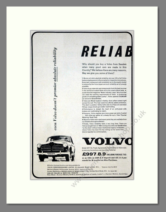 Volvo - 121. Vintage Advert 1964 (ref AD62079)