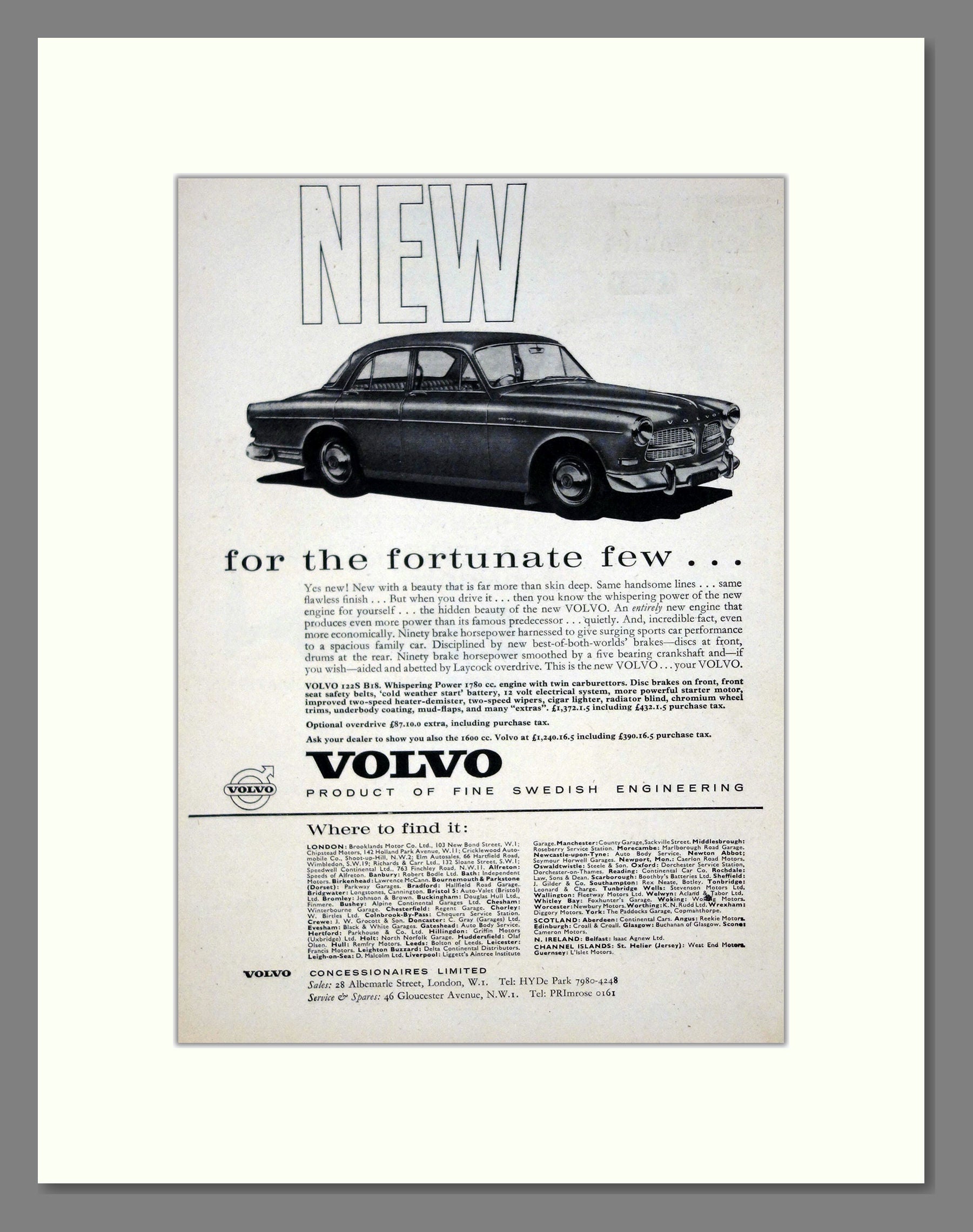 Volvo - 122. Vintage Advert 1961 (ref AD62084)