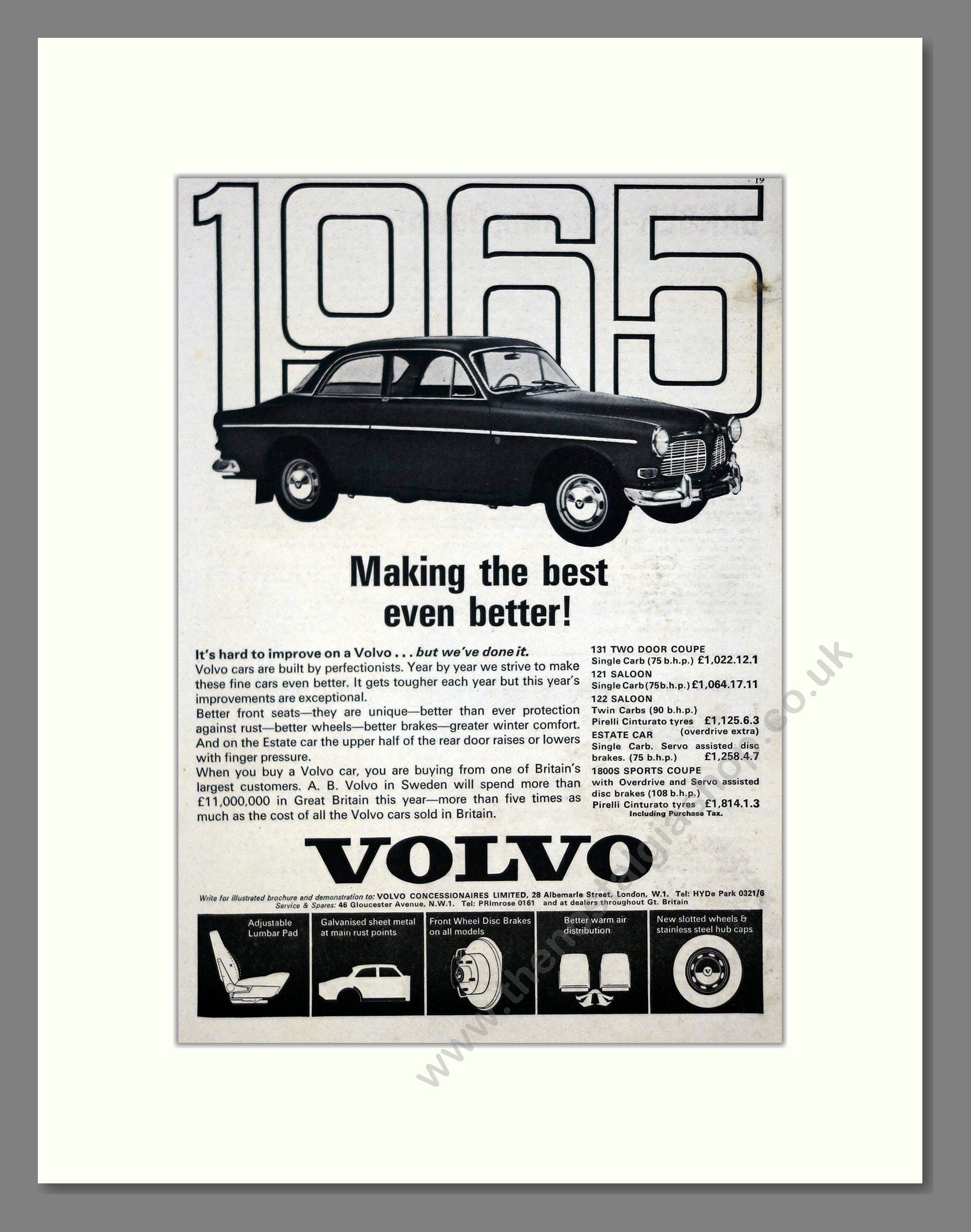 Volvo - 121 / 122. Vintage Advert 1965 (ref AD62089)