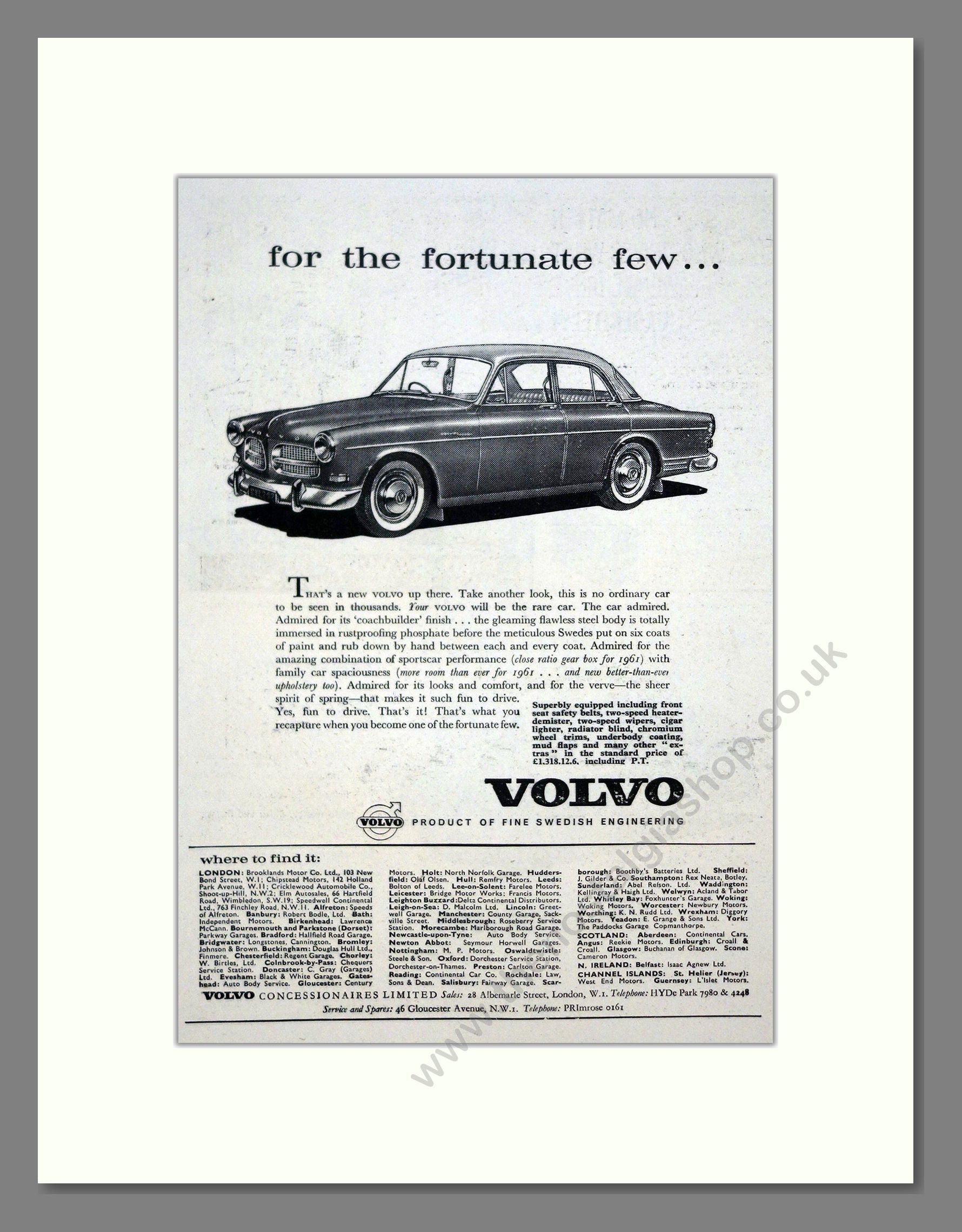 Volvo - 121. Vintage Advert 1961 (ref AD62090)