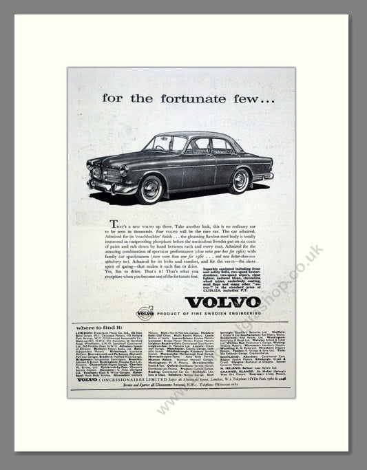 Volvo - 121. Vintage Advert 1961 (ref AD62090)