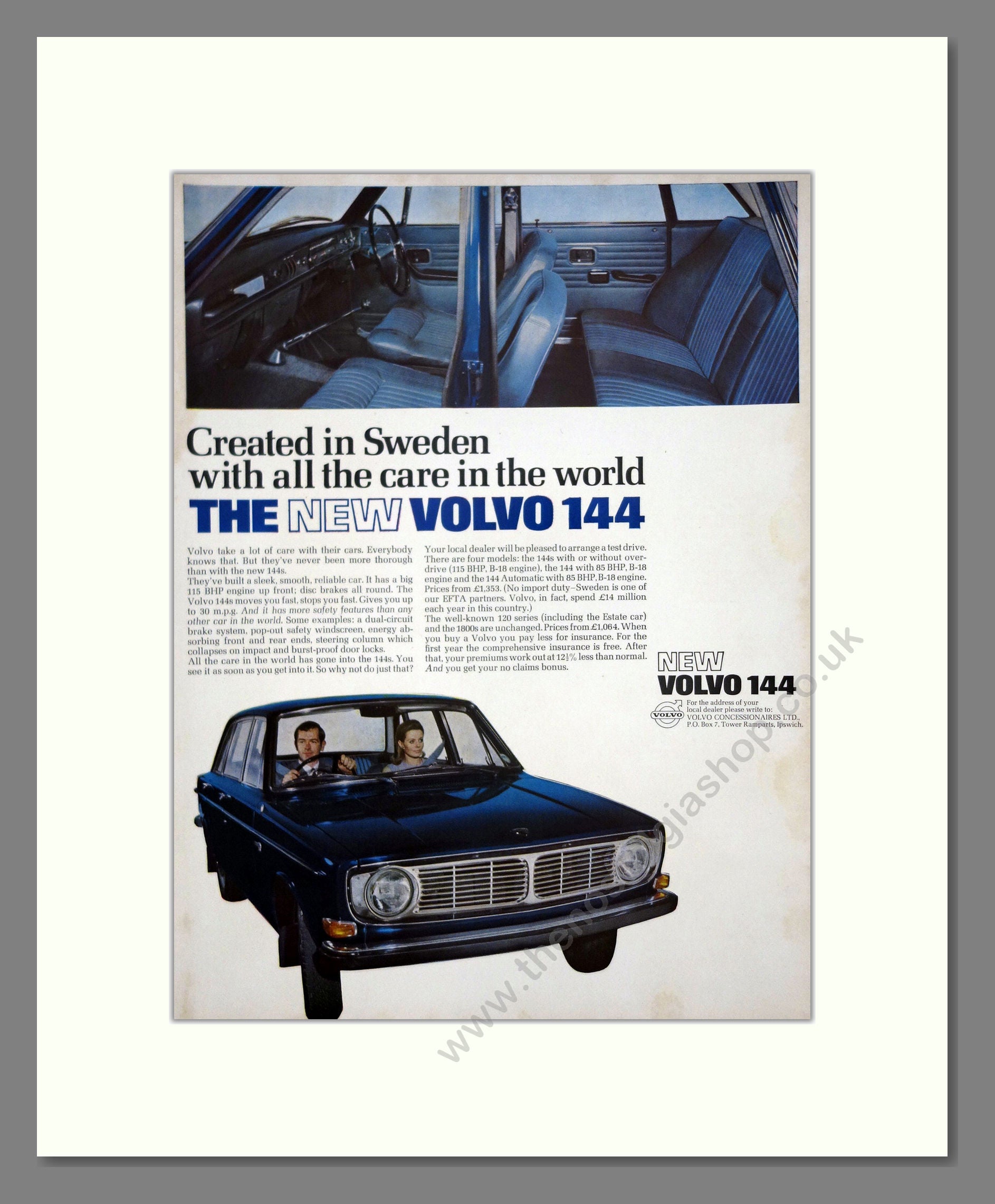 Volvo - 144. Vintage Advert 1967 (ref AD62095)