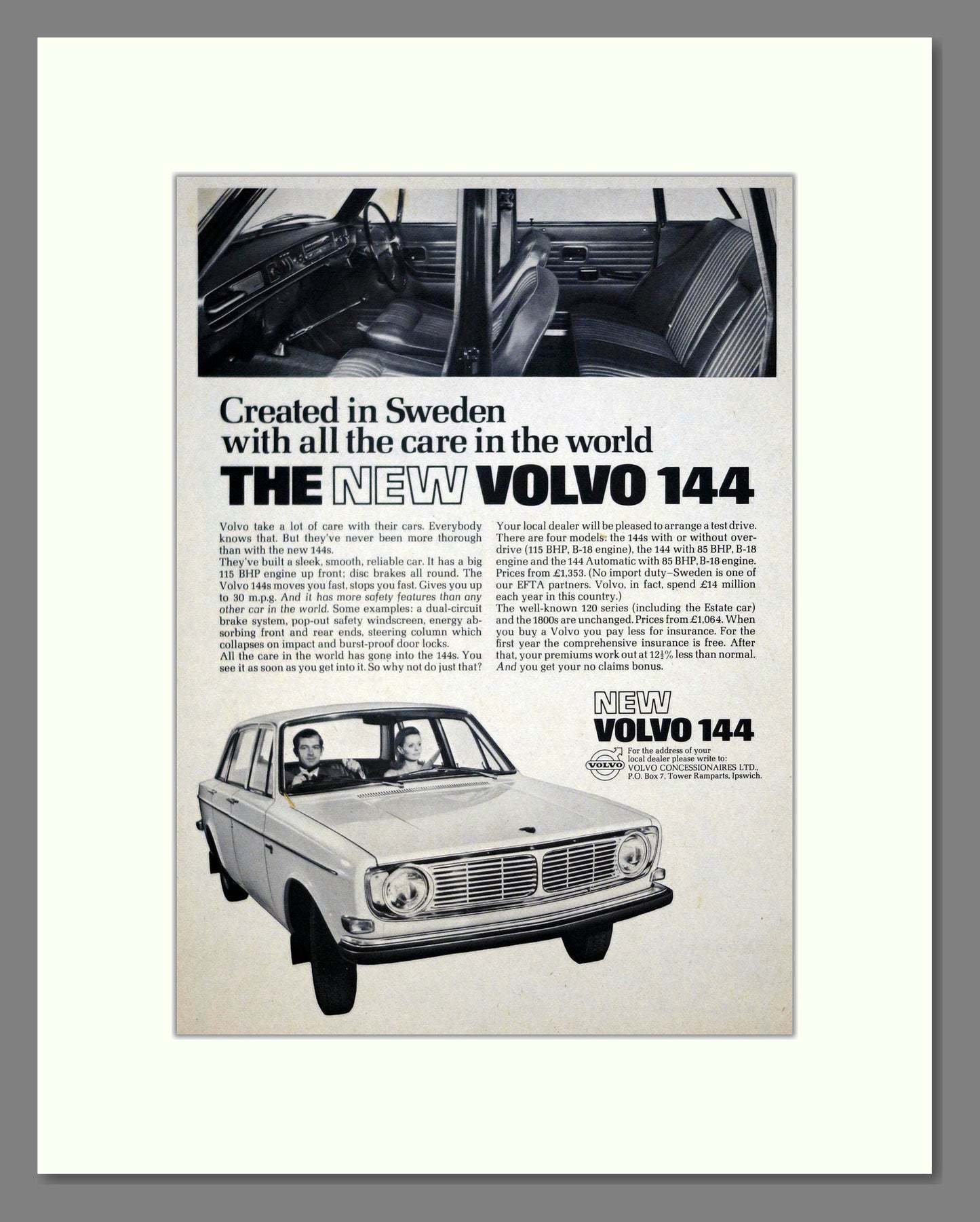 Volvo - 144. Vintage Advert 1967 (ref AD62096)