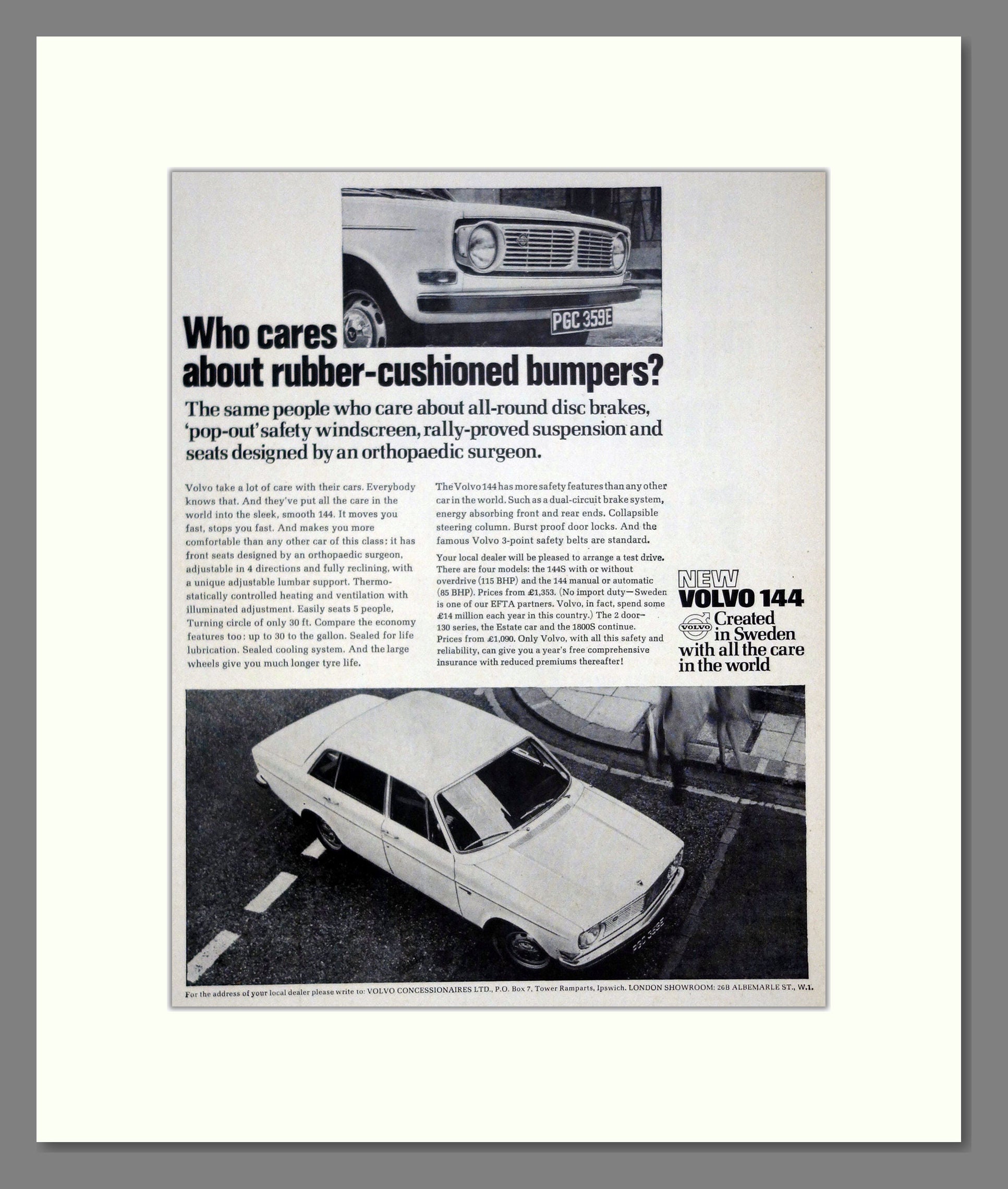 Volvo - 144. Vintage Advert 1967 (ref AD62099)