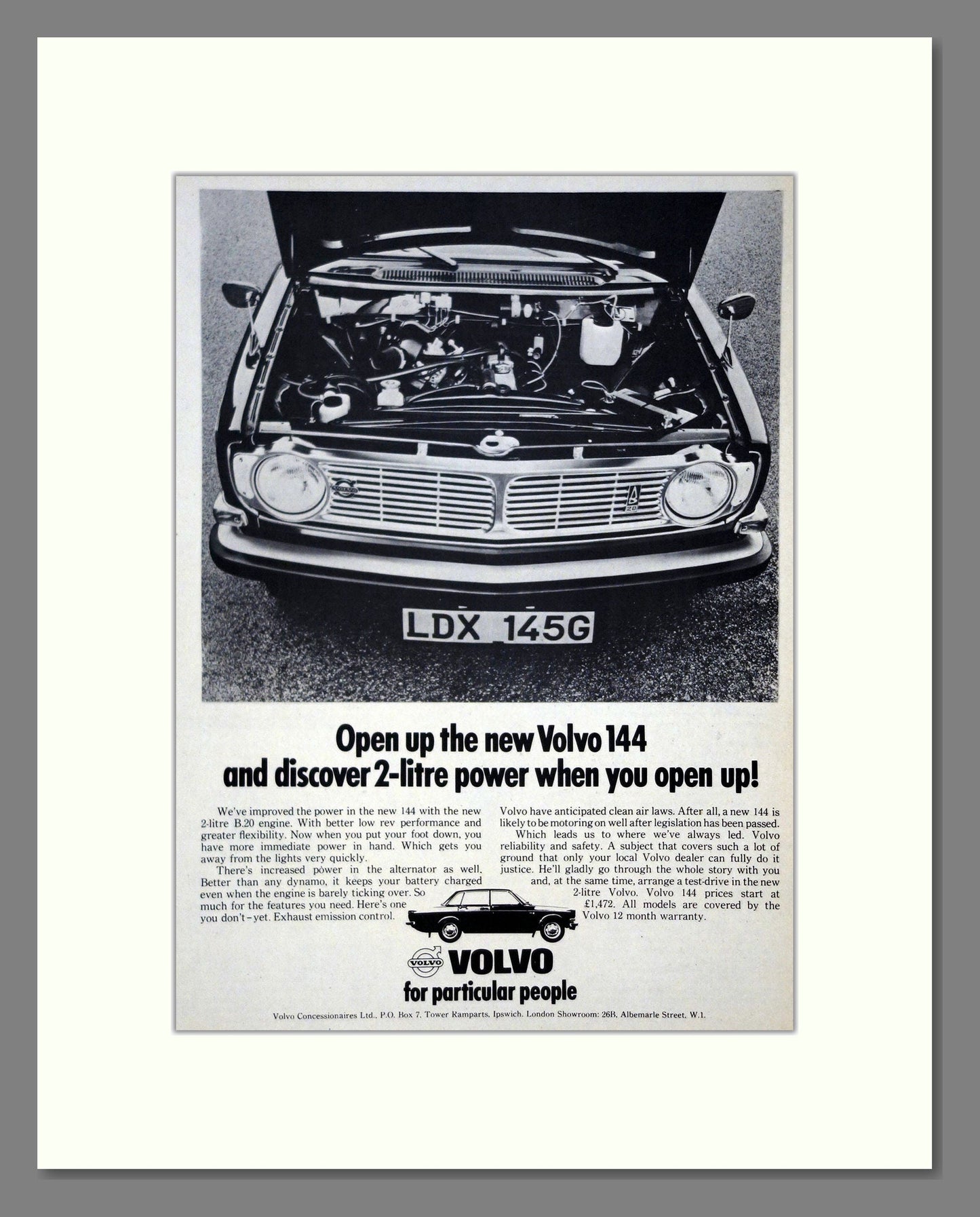 Volvo - 144. Vintage Advert 1968 (ref AD62100)