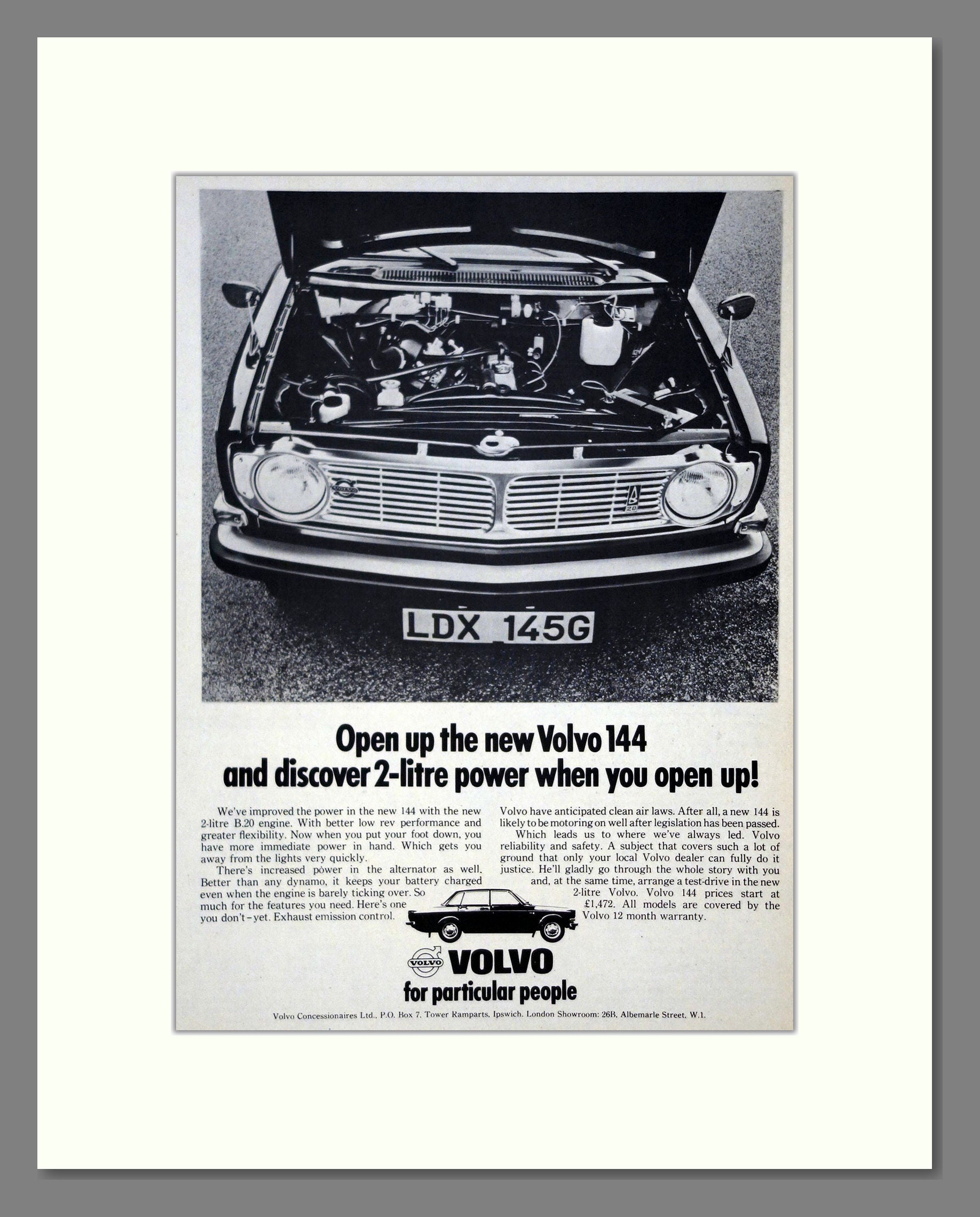 Volvo - 144. Vintage Advert 1968 (ref AD62100)