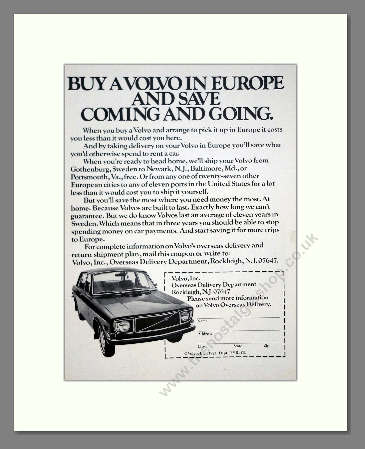 Volvo - Motors. Vintage Advert 1971 (ref AD62104)