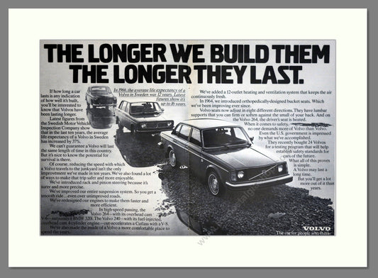 Volvo - Long Life Cars. Vintage Advert 1977 (ref AD62111)