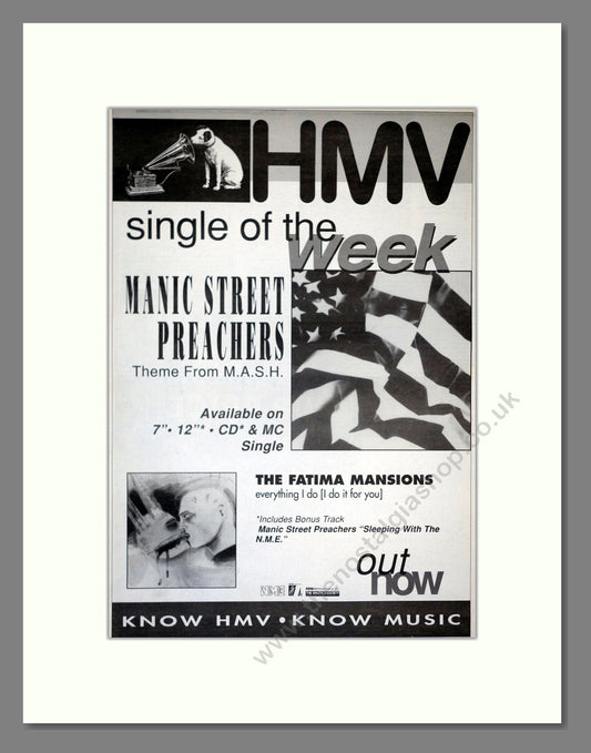 Manic Street Preachers - Theme From MASH. Vintage Advert 1992 (ref AD17978)