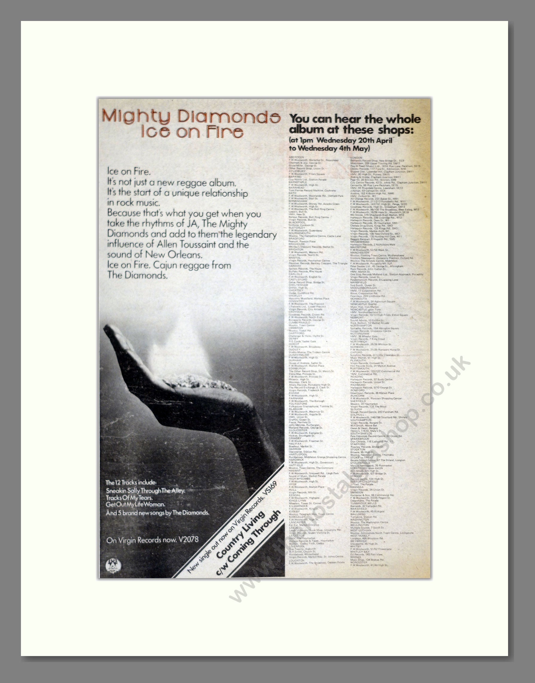 Mighty Diamonds - Ice On Fire. Vintage Advert 1977 (ref AD17979)