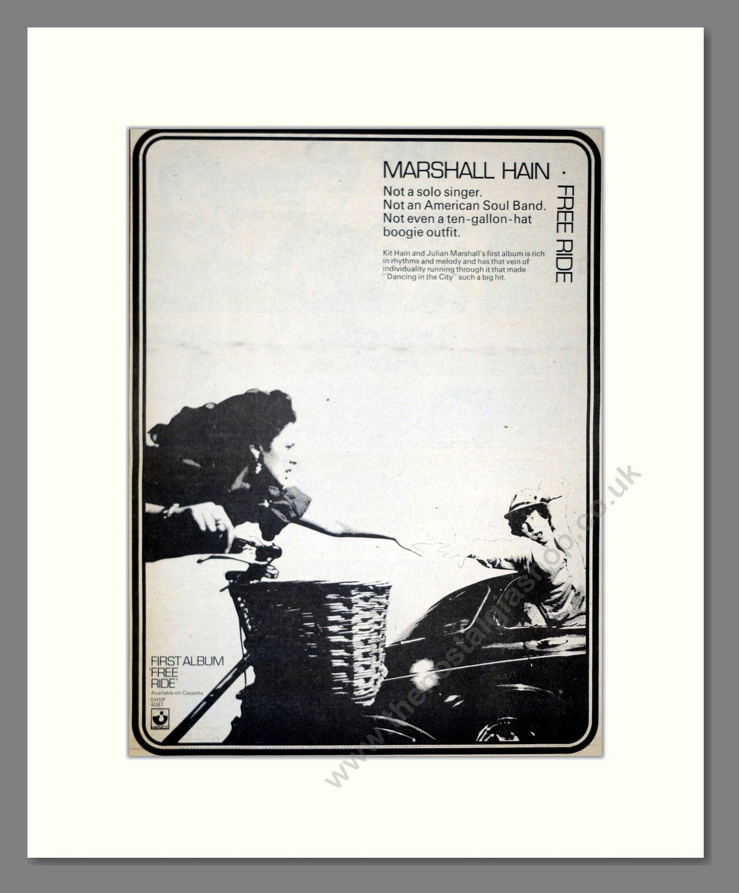 Marshal Hain - Free Ride. Vintage Advert 1978 (ref AD17994)