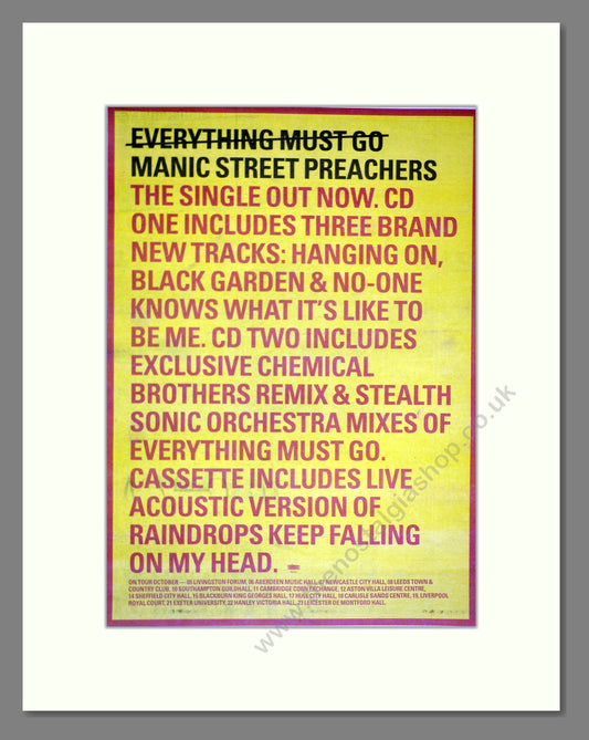Manic Street Preachers - Everything Must Go. Vintage Advert 1996 (ref AD17995)