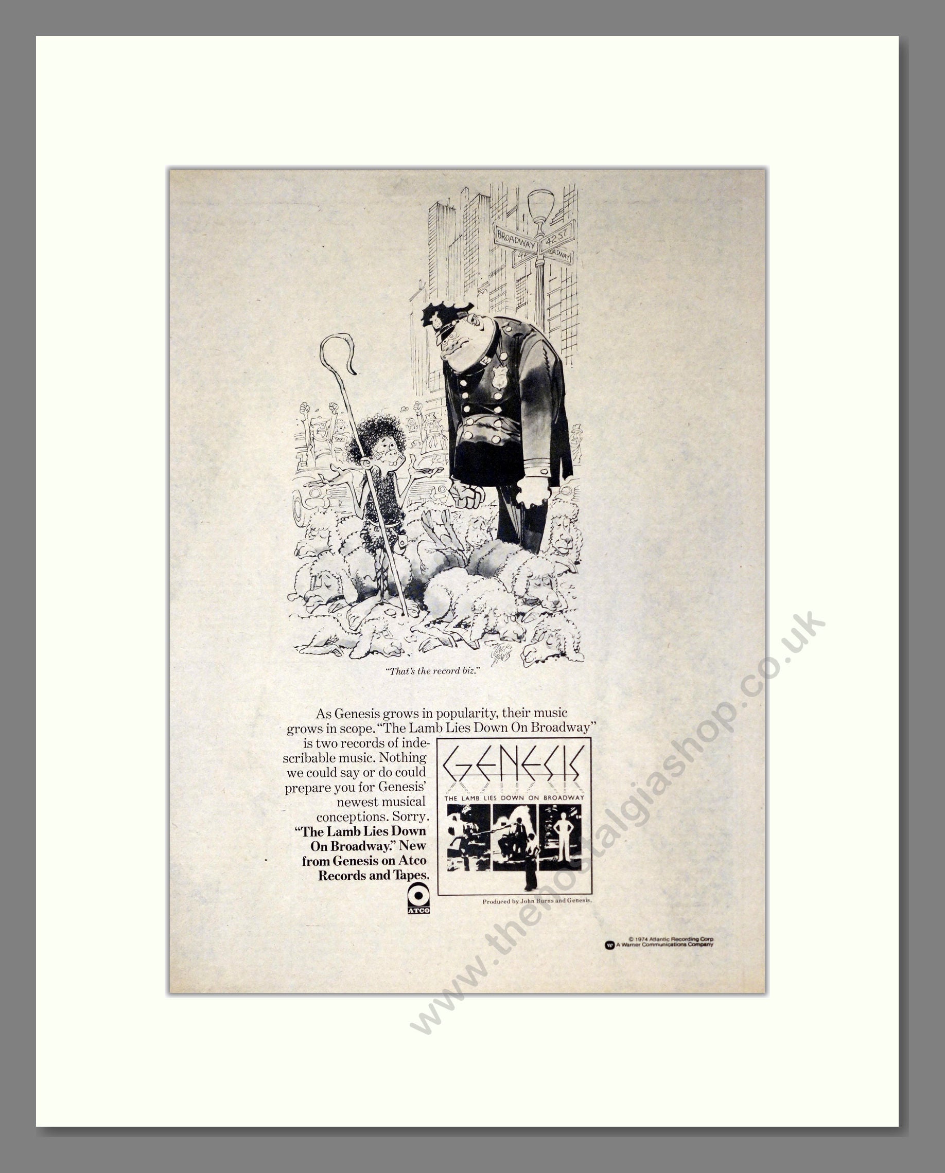 Genesis - The Lamb Lies Down On Broadway. Vintage Advert 1975 (ref AD301891)