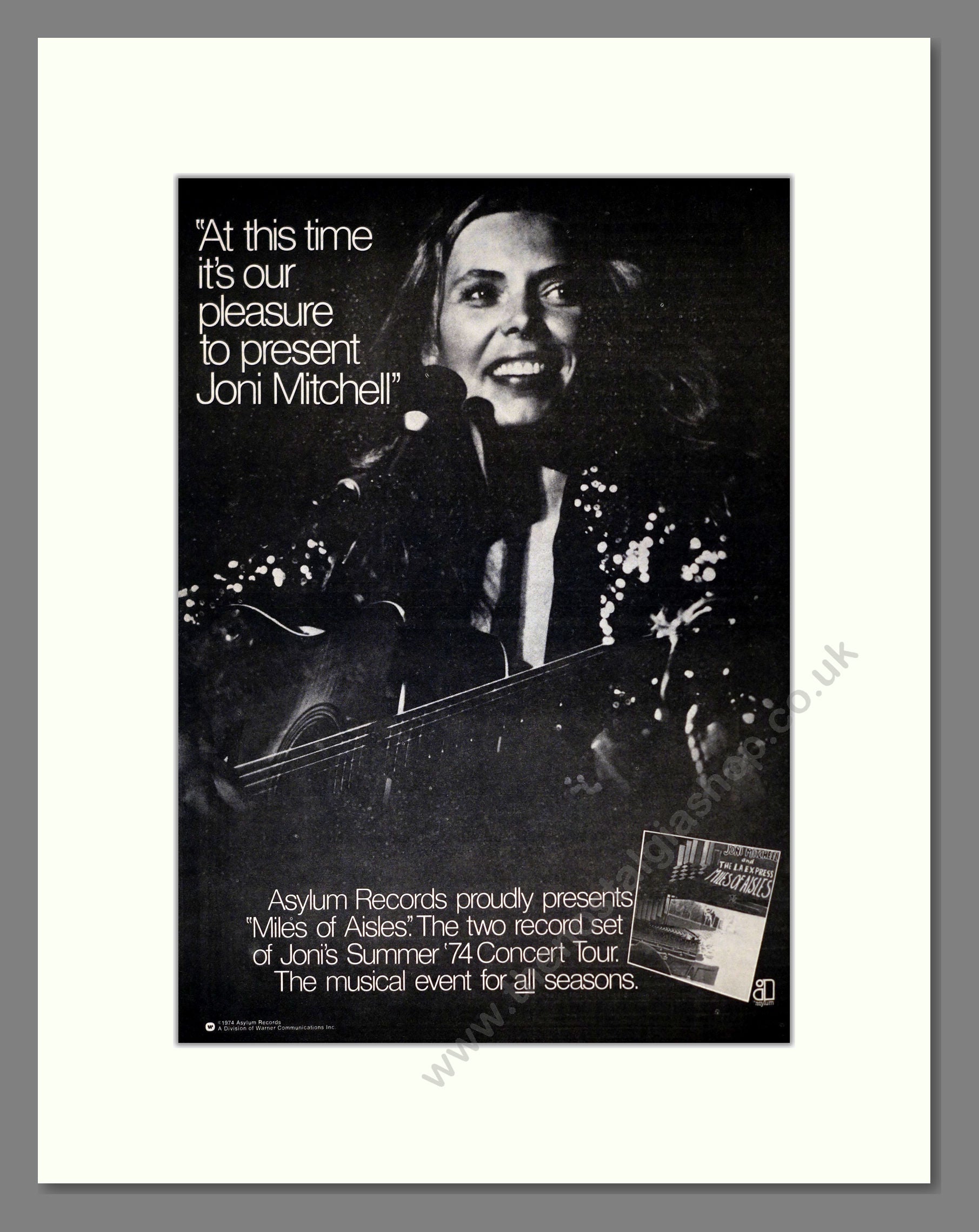 Joni Mitchell - Miles Of Aisles. Vintage Advert 1975 (ref AD301893)